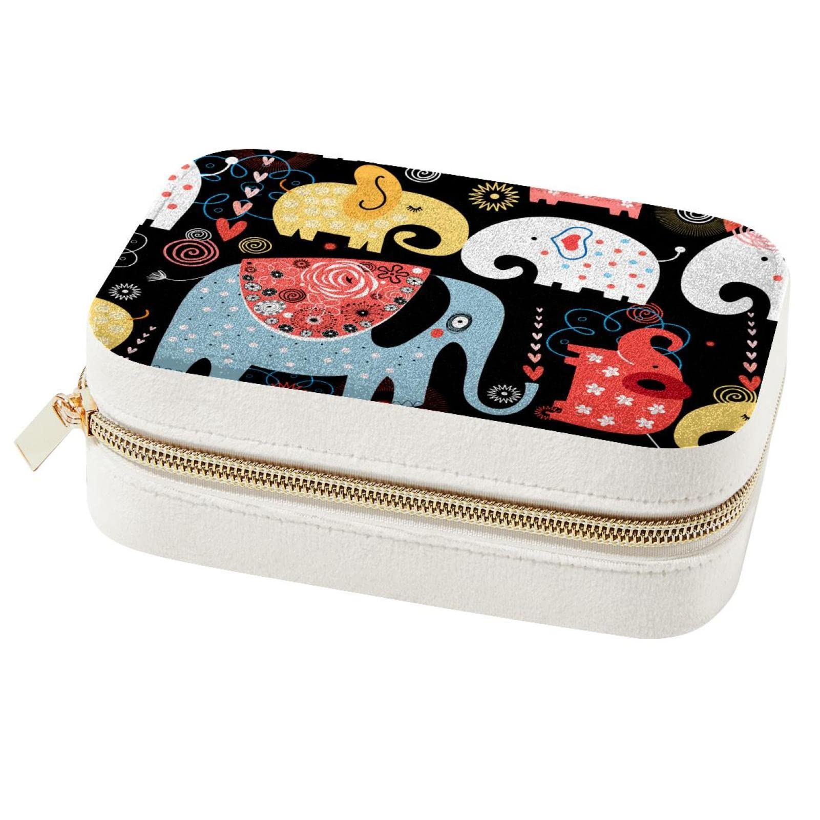 Boîte à bijoux éléphant portable et compacte pour le voyage et rangement bagues