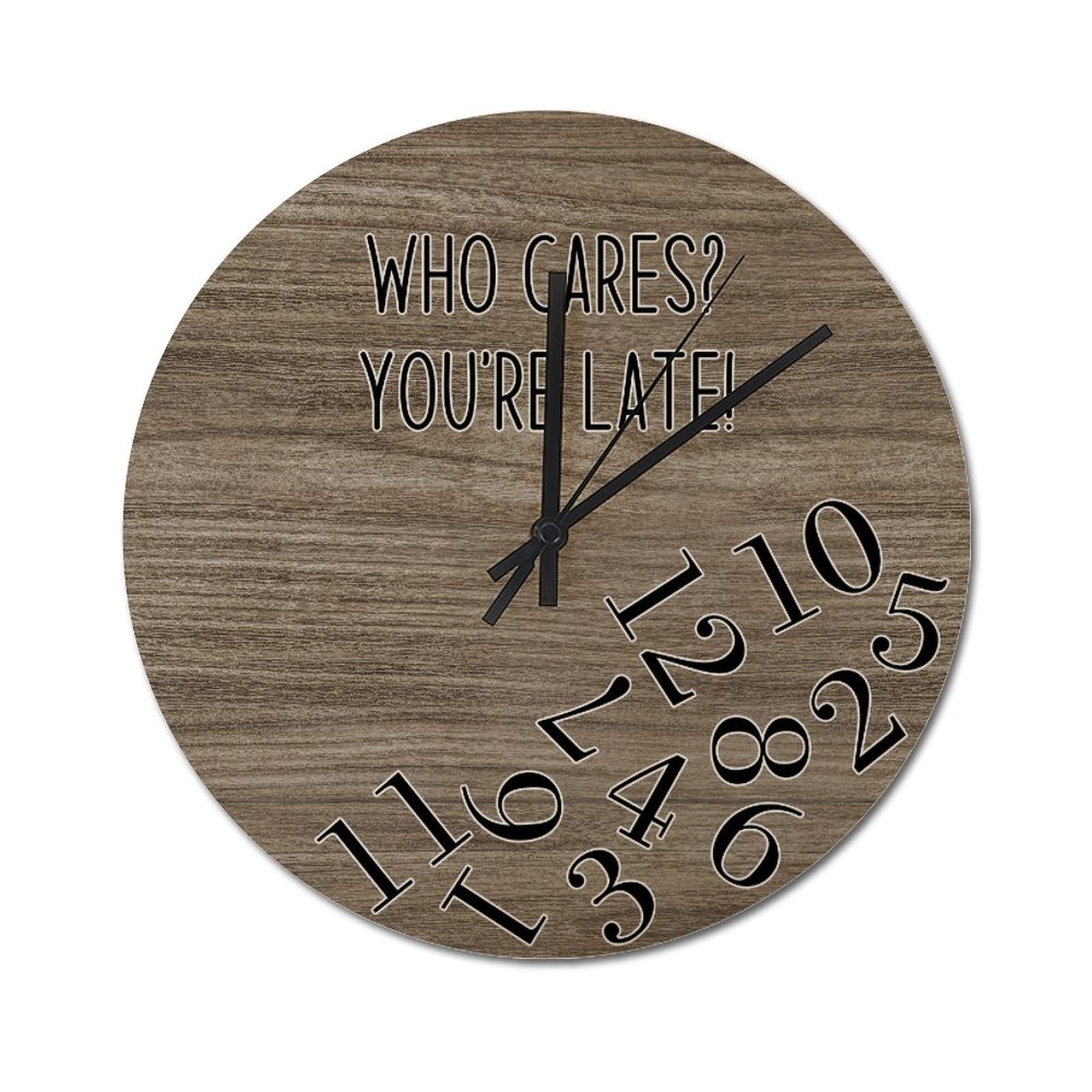 Horloge ronde rustique haut de gamme à suspendre effet bois 38cm