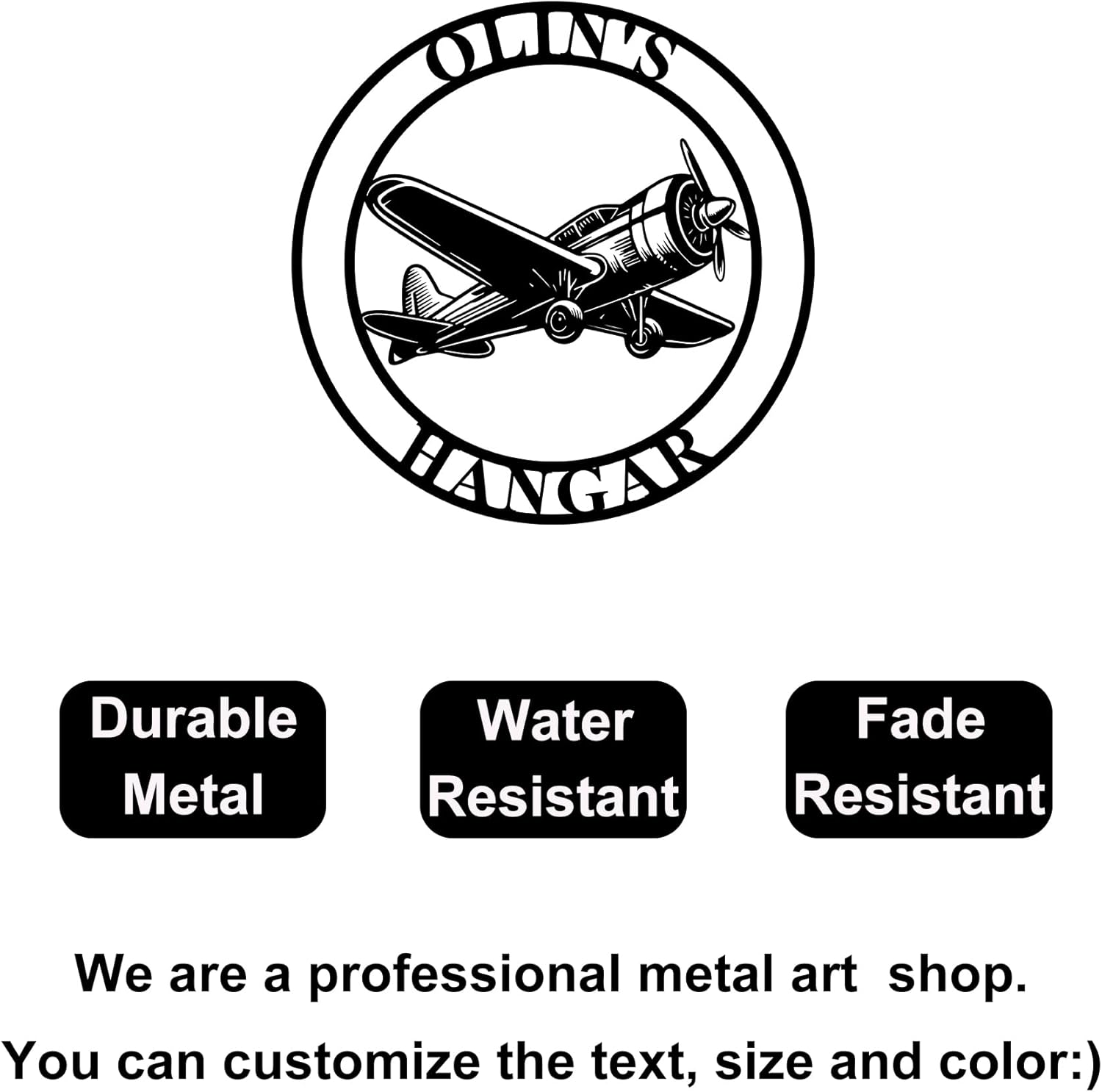 Custom Metal Airplane Wall Decor Airplane Name Sign Personalized Pilot Name Sign Aviation Home Office Decor Aircraft Lovers Gift