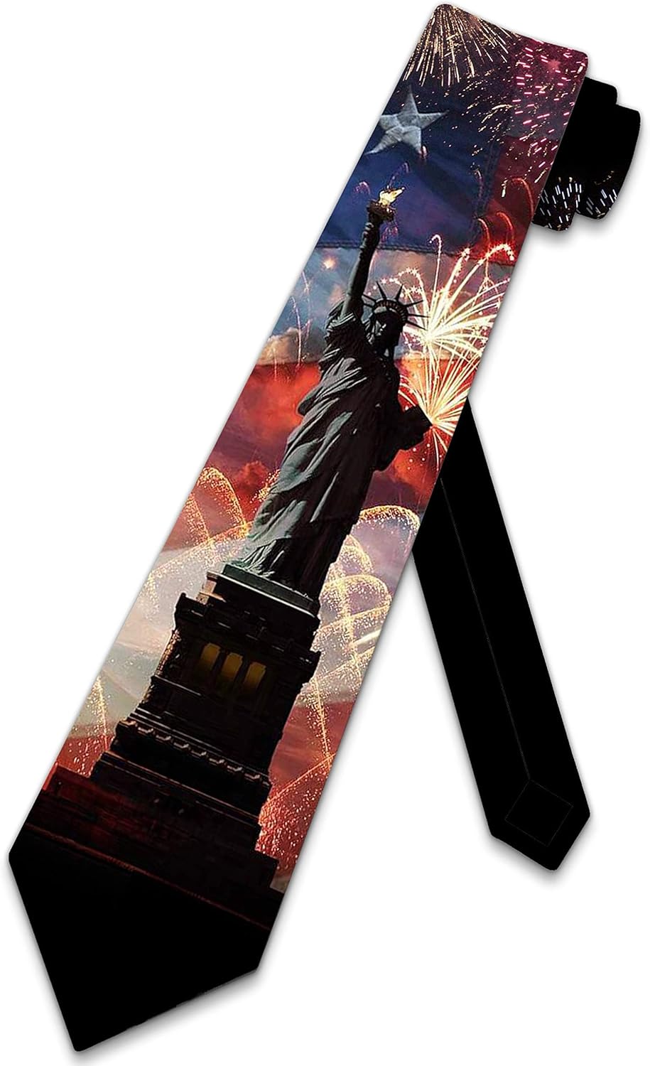 Three Rooker Liberty Ties Mens Patriotic Neck Ties Statue of Liberty and Flag Tie