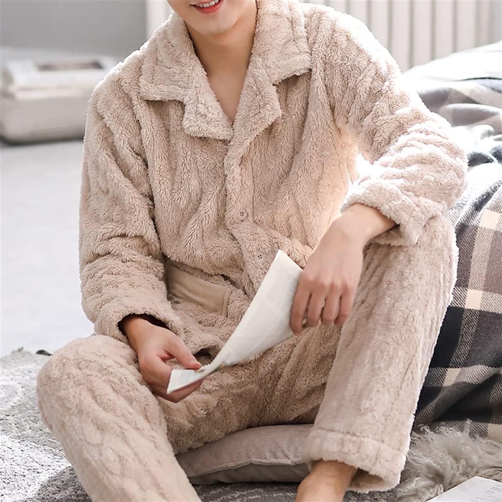 Winter Coral Fleece Thickening and Warm Flannel Men's Plus Size Suit