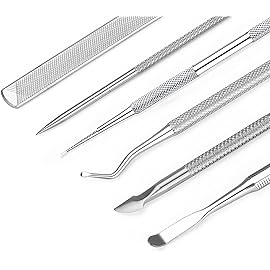 6-Pack Ingrown Toenail File and Lifters, Professional Surgical Stainless Steel Ingrown Toenail Removal Tool Kit, Manicure Treatment Pedicure Tools for Feet Under Nail Cleaner Correction Polish Pain