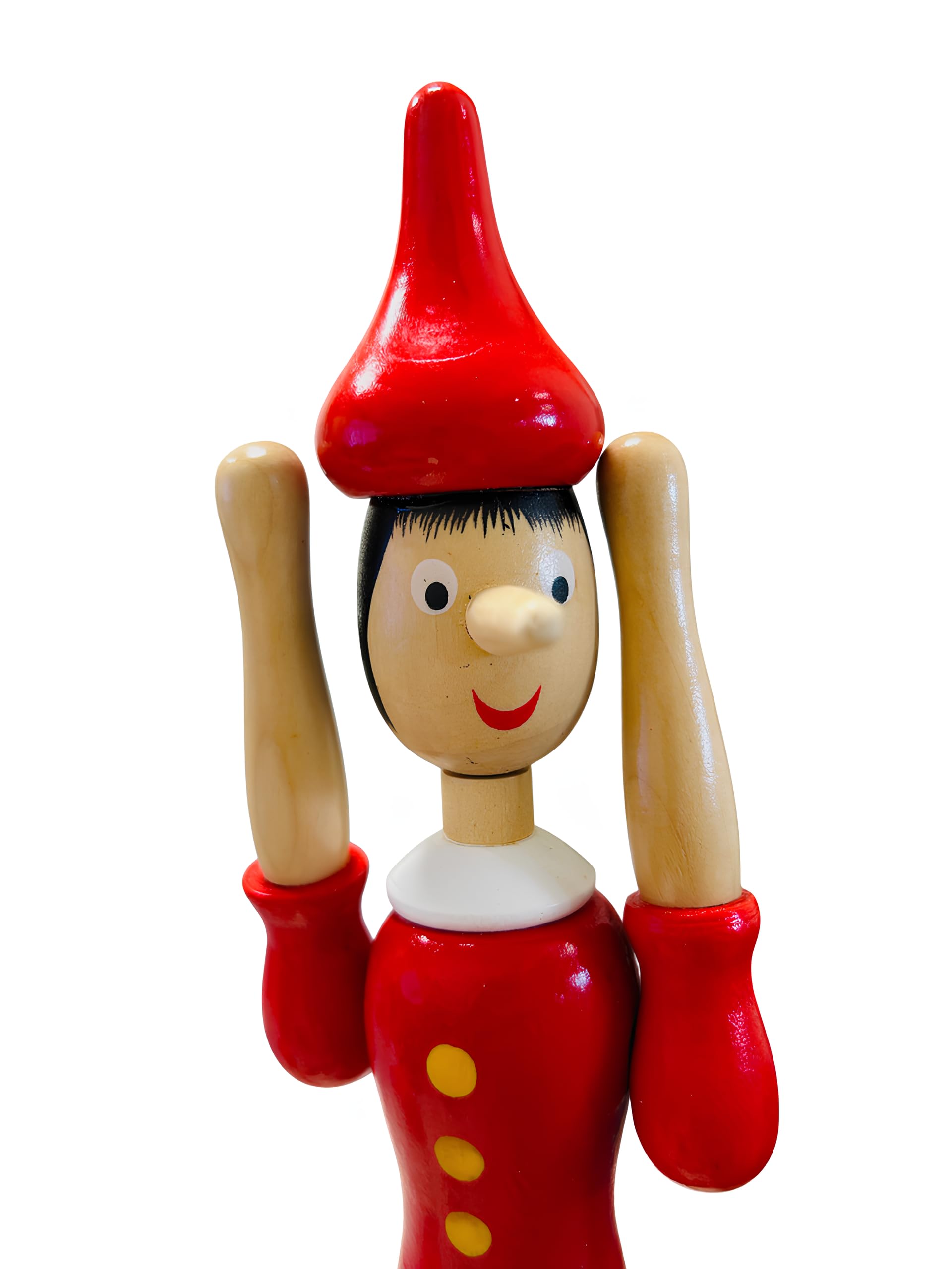 Pinocchiio in Legno Massello cm 30 Snodabile Marionetta di Legna con Articolazioni Burattino delle Fiabe in Legno Dipinto Altezza 30cm con Gambe Braccia e Testa Mobili Snodabile Snodato (A)