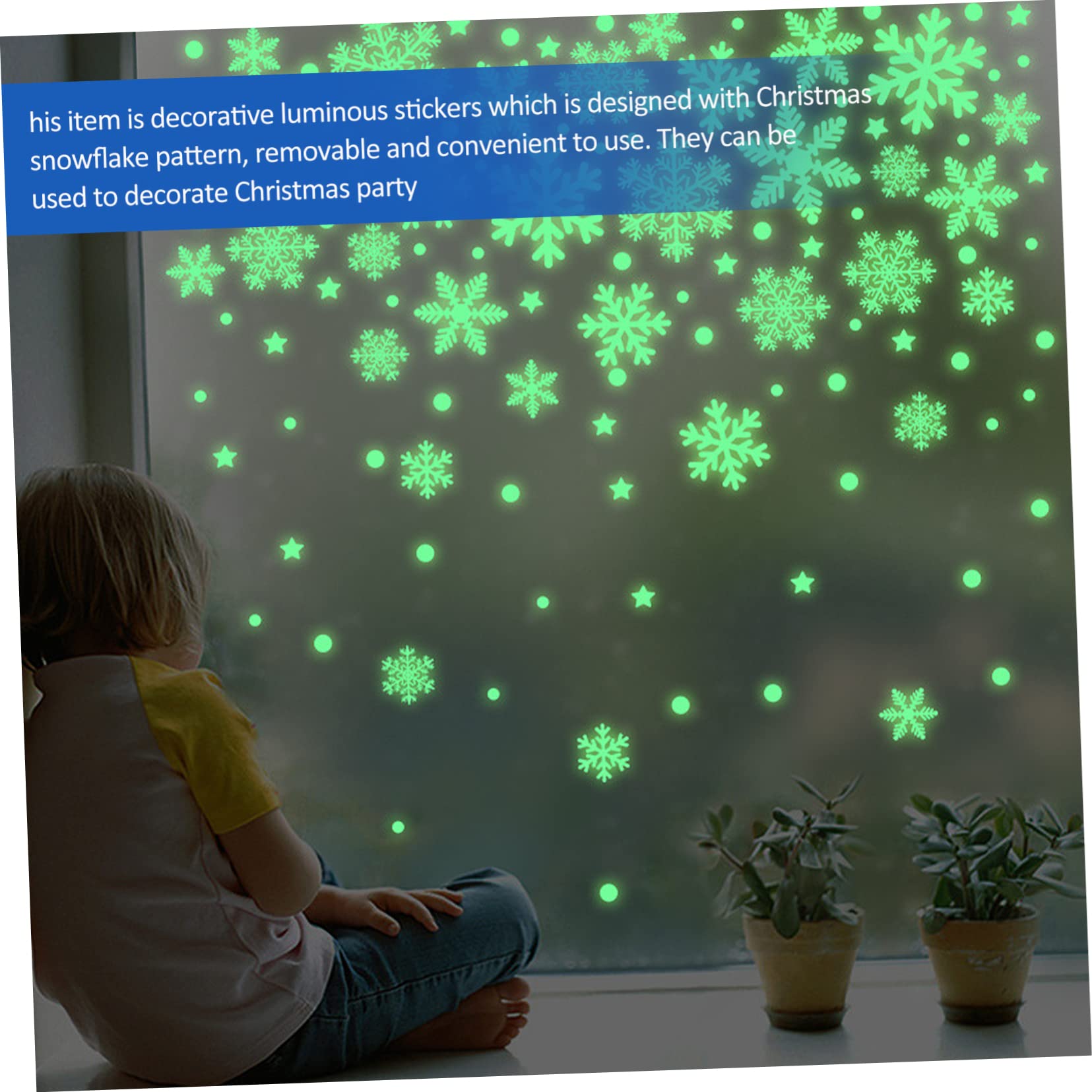 FRCOLOR 16 Hojas Pegatinas navideñas de nieve brillante pegatinas ventana de de nieve se aferra manualidades navideñas christmas lights decoración de nieve pegatinas
