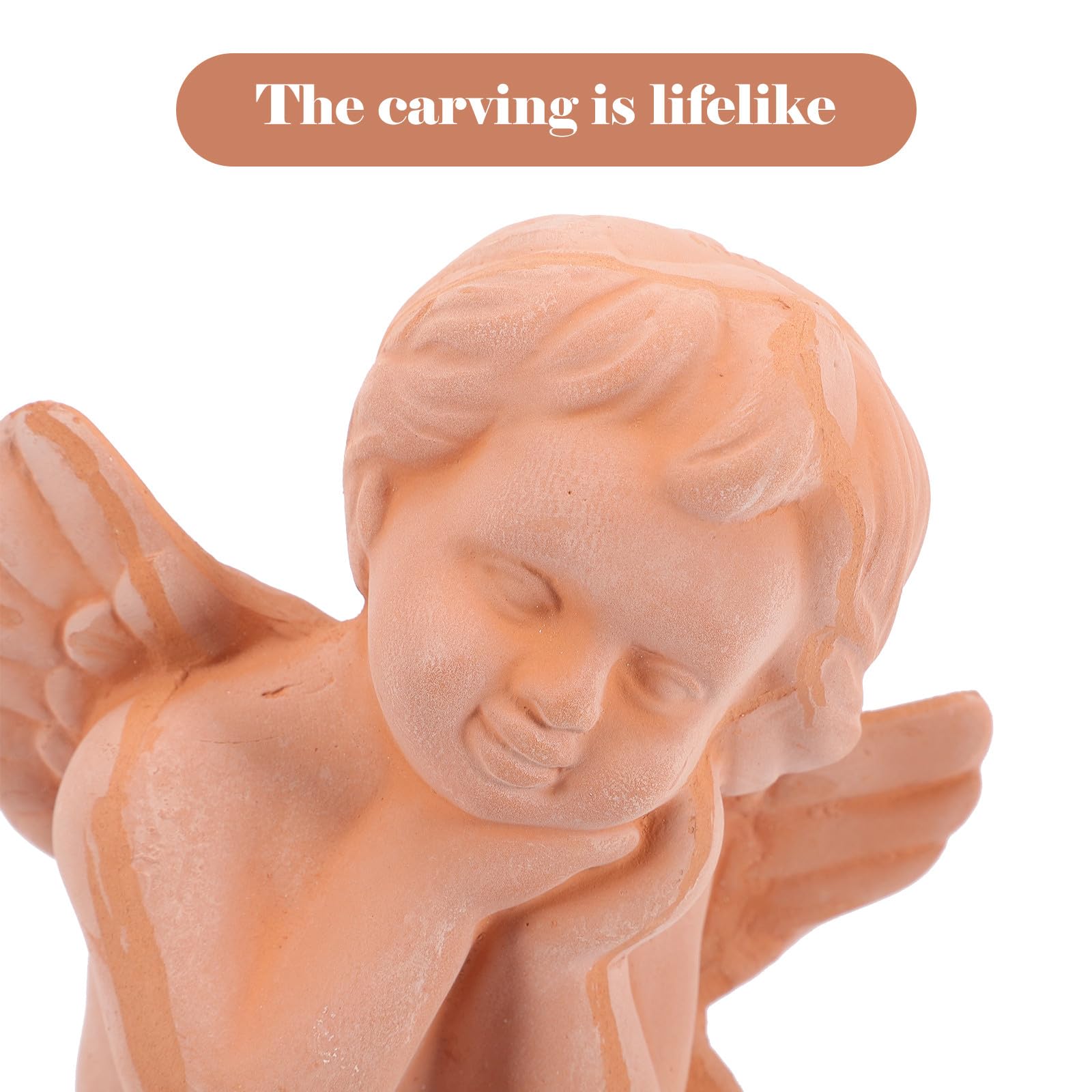 Statua di Angeli in Ceramica 2 Pezzi per Decorazione Casa e Ufficio, Scultura in Terracotta Resistente e Adorabile per Vasi e Arredamento da Tavolo