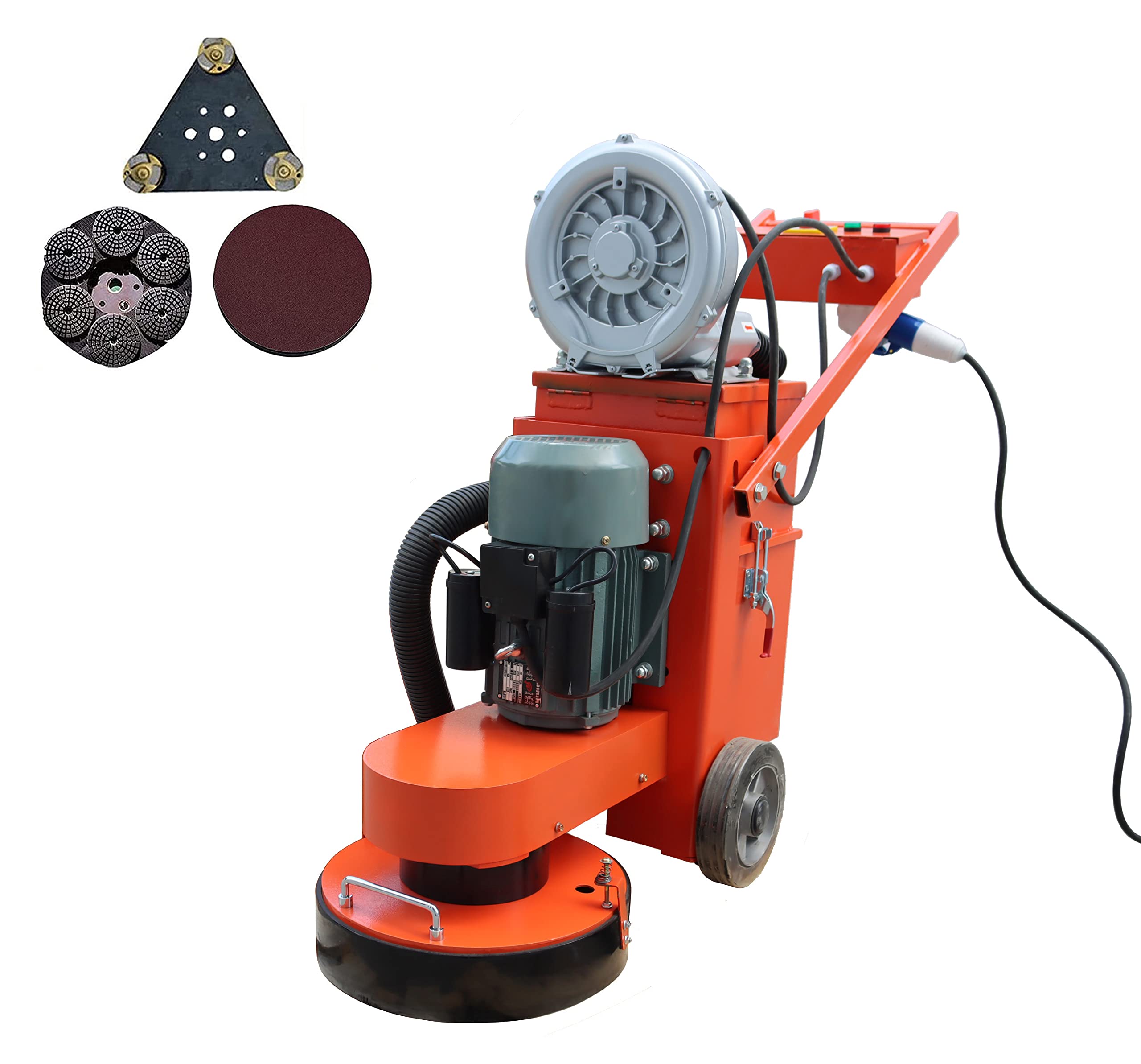 Techtongda Electric Concrete Floor Grinder Polishing Epoxy Ground Grinding Machine for Restore New and Old Ground Vacuum Dust with Fan 220V