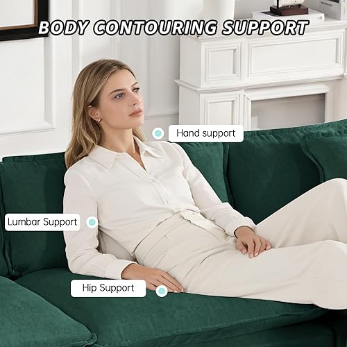 Miniatura 4 de Sofá modular modular de felpilla verde de 81.9 pulgadas para sala de estar, sofá modular de felpilla verde para sala de estar, sofás para sala de