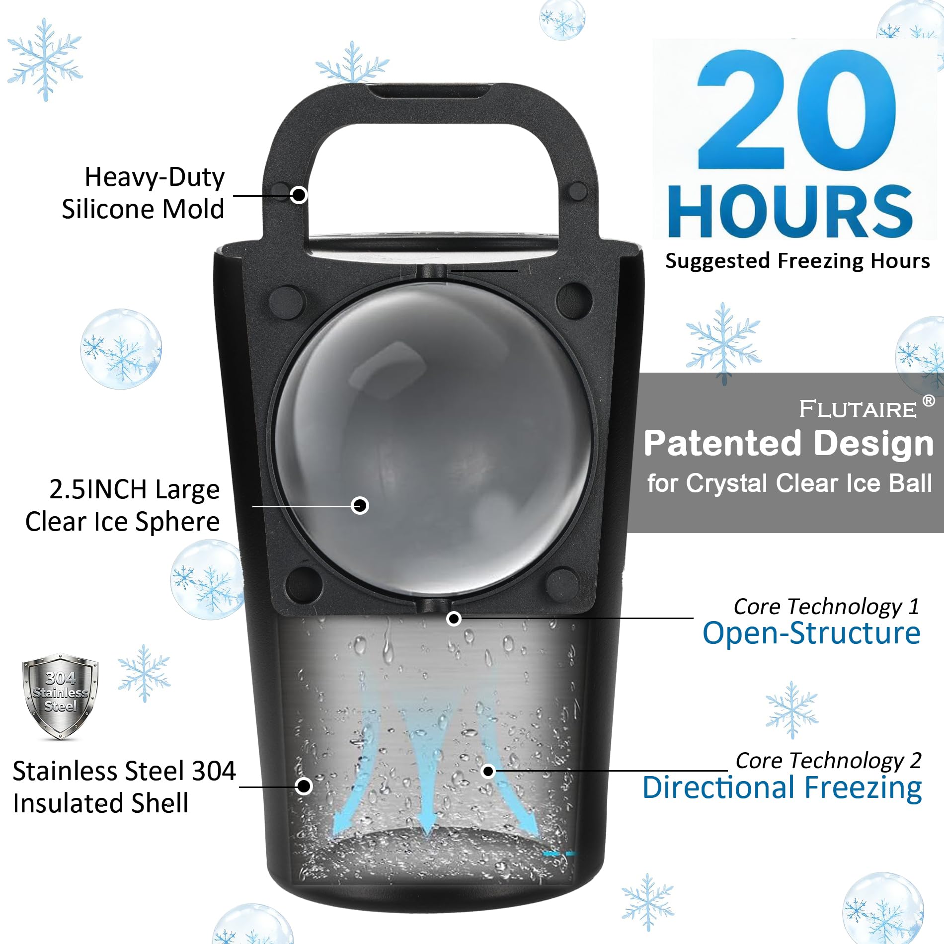 2 moldes de bolas de hielo transparentes de 6,4 cm con carcasa protectora de acero inoxidable para bolas de hielo de fusión lenta, silicona sin BPA, fácil extracción para whisky y bar en casa