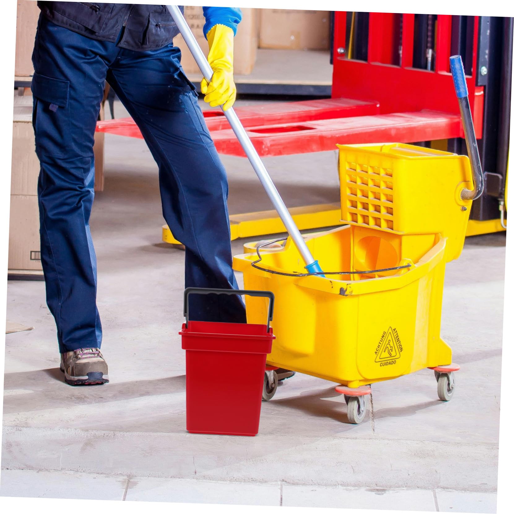 SHINEOFI 2 Cubos de Plástico Diseño Moderno con Asa y Operación Rápida Contenedores Multiusos para Carrito de Limpieza Profesional para Residuos y Agua en Espacios Comerciales