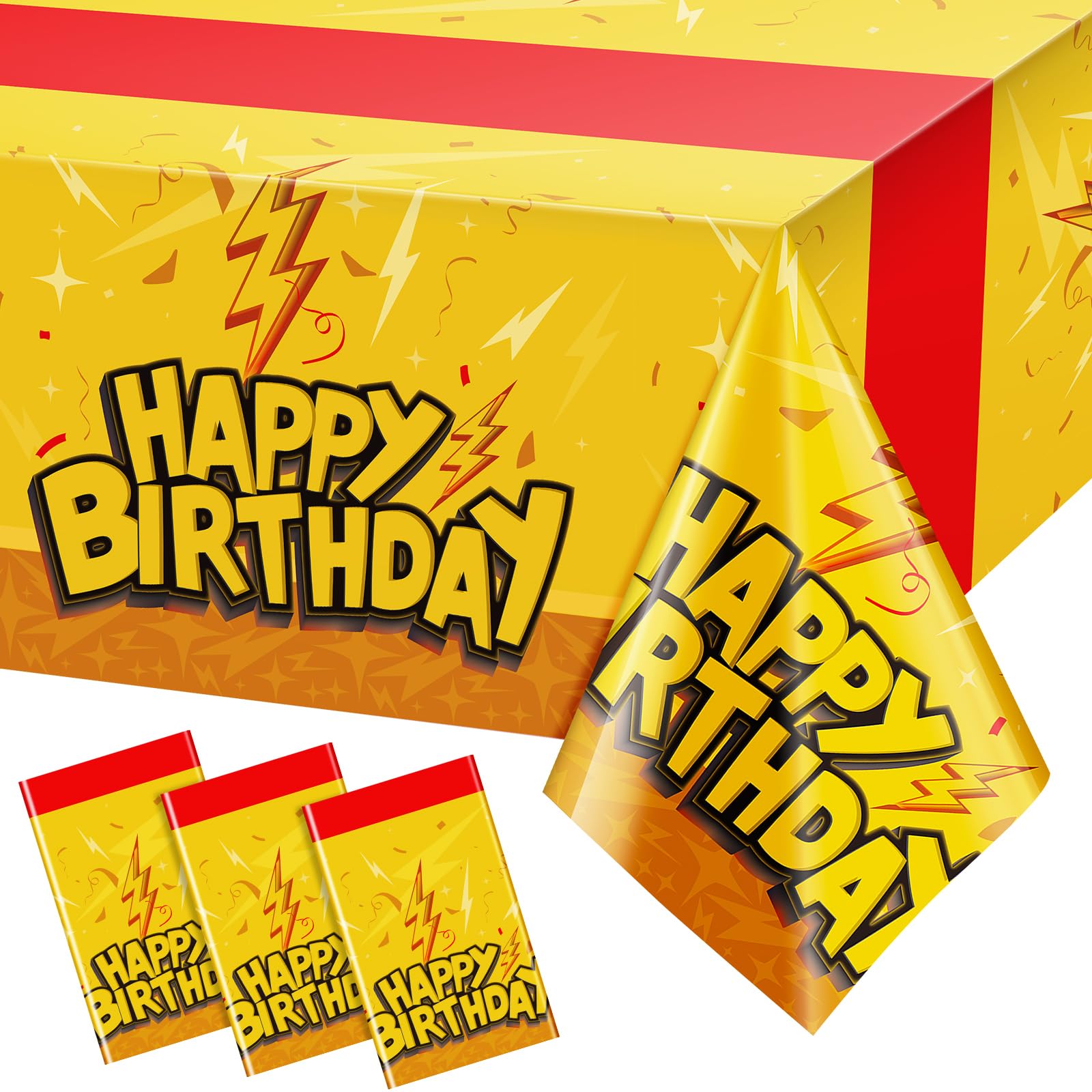 Nappe jetable plastique imperméable jaune éclair 274 x 137 cm nappe anniversaire