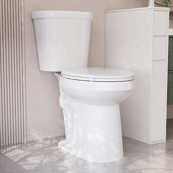 DeerValley 19-Inch Extra Tall Toilet for Seniors, White Two-Piece Toilet for Bathrooms with Comfort Seat, ADA Comfort Height, Elongated Bowl with Powerful 1.1/1.6 GPF Dual Flush, DV-2F0357