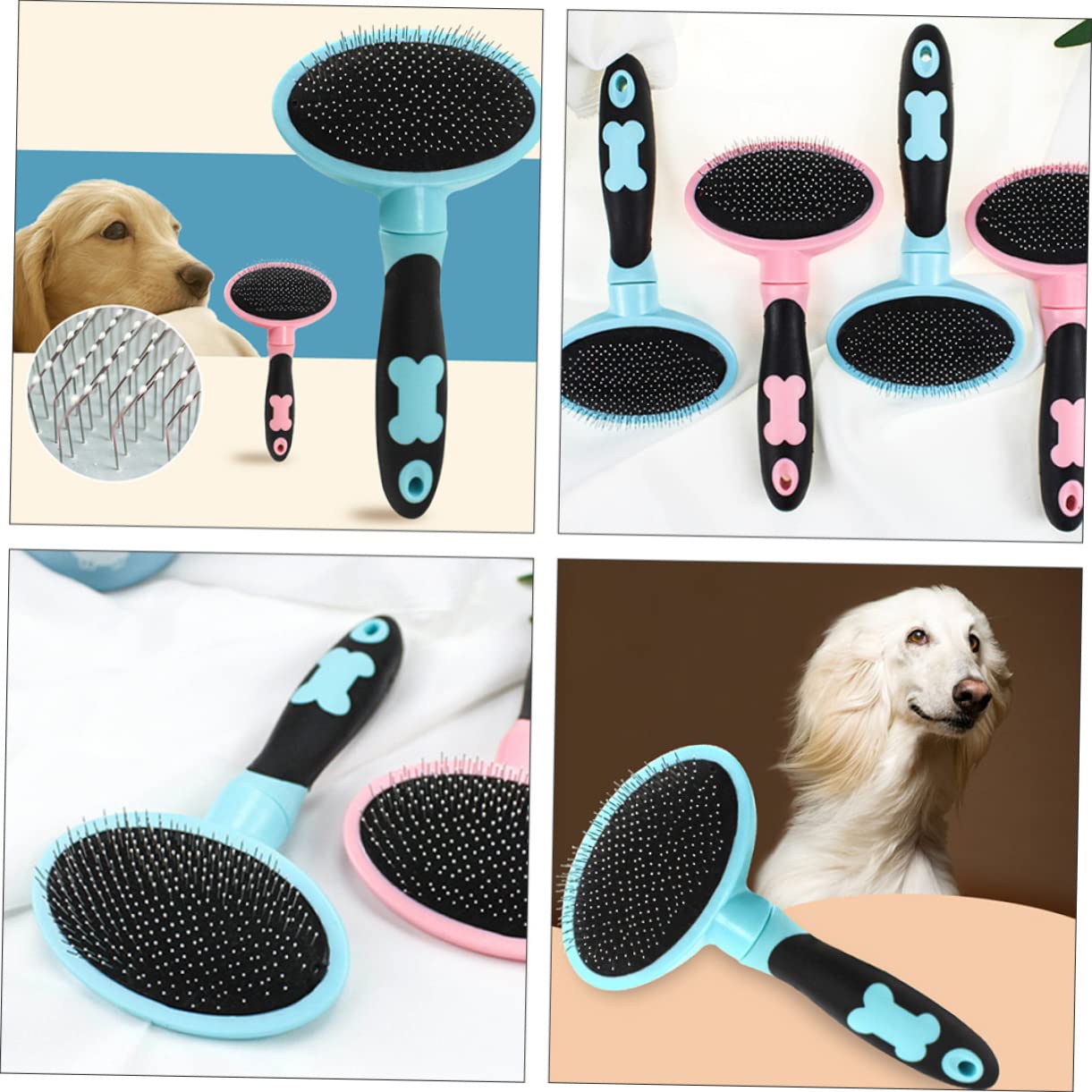 Didiseaon 3pezzi Spazzola Per Animali Domestici Con Manico Ergonomico Strumento Di Grooming e Massaggio Per Cani e Gatti Rimuove Pelo e Dander Accessorio Per Animali