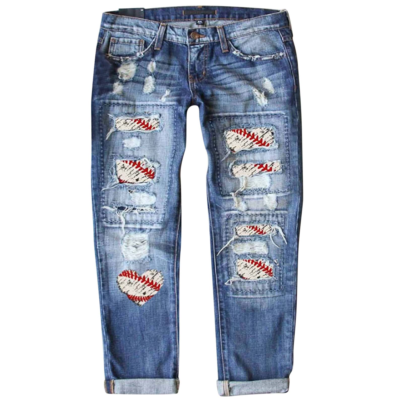 Generisch Krótkie dżinsy damskie skinny jeans damskie z wysokim stanem, Baggy Jeans Y2k, z brokatem, w stylu vintage, odpowiednie do podróży