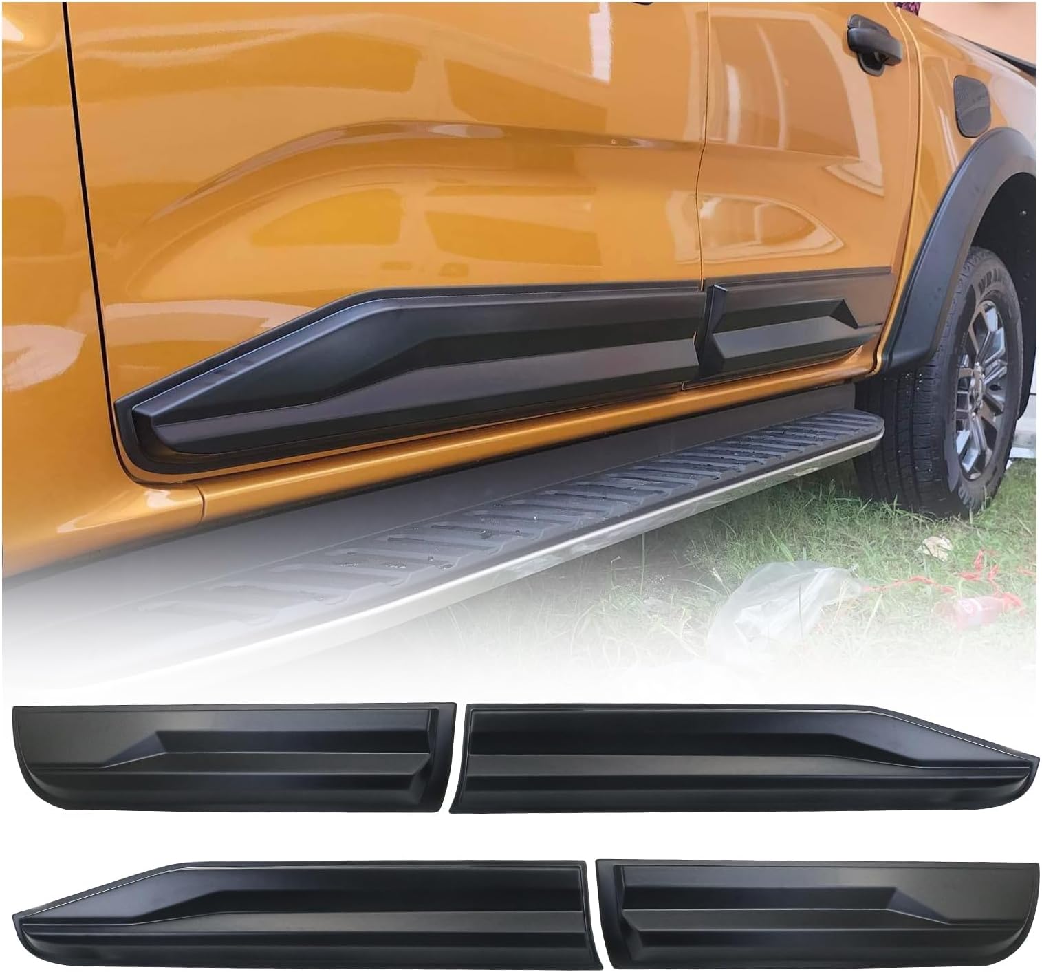 Door Cladding for Ford Ranger, 2023-2026 T9 Ranger Wildtrak Raptor Platinum XLT XL Tremor 4X4 Side Doors Protector Moulding Body Parts Kit Trim Strip Shield Pannels (-Ford Ranger Accessories)