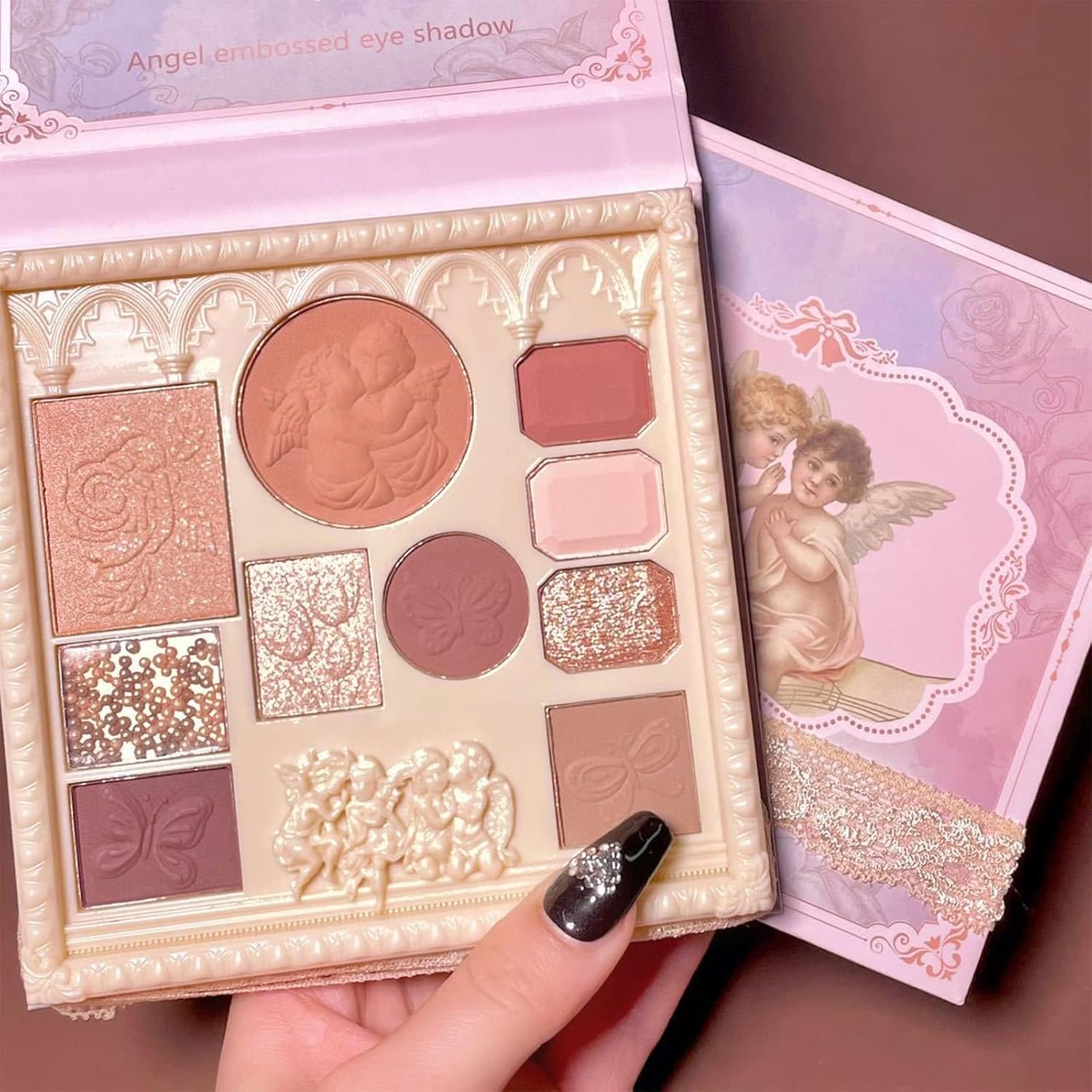 Aputue Göz Farı Paleti, Kadınlar İçin Nude Tonlarda 10 Renk Göz Farı Paleti, Vintage Cameo Desenli, Mat ve Parlak Yüksek Pigmentli, Uzun Süre Kalıcı, Kolay Dağılabilir Makyaj Paleti
