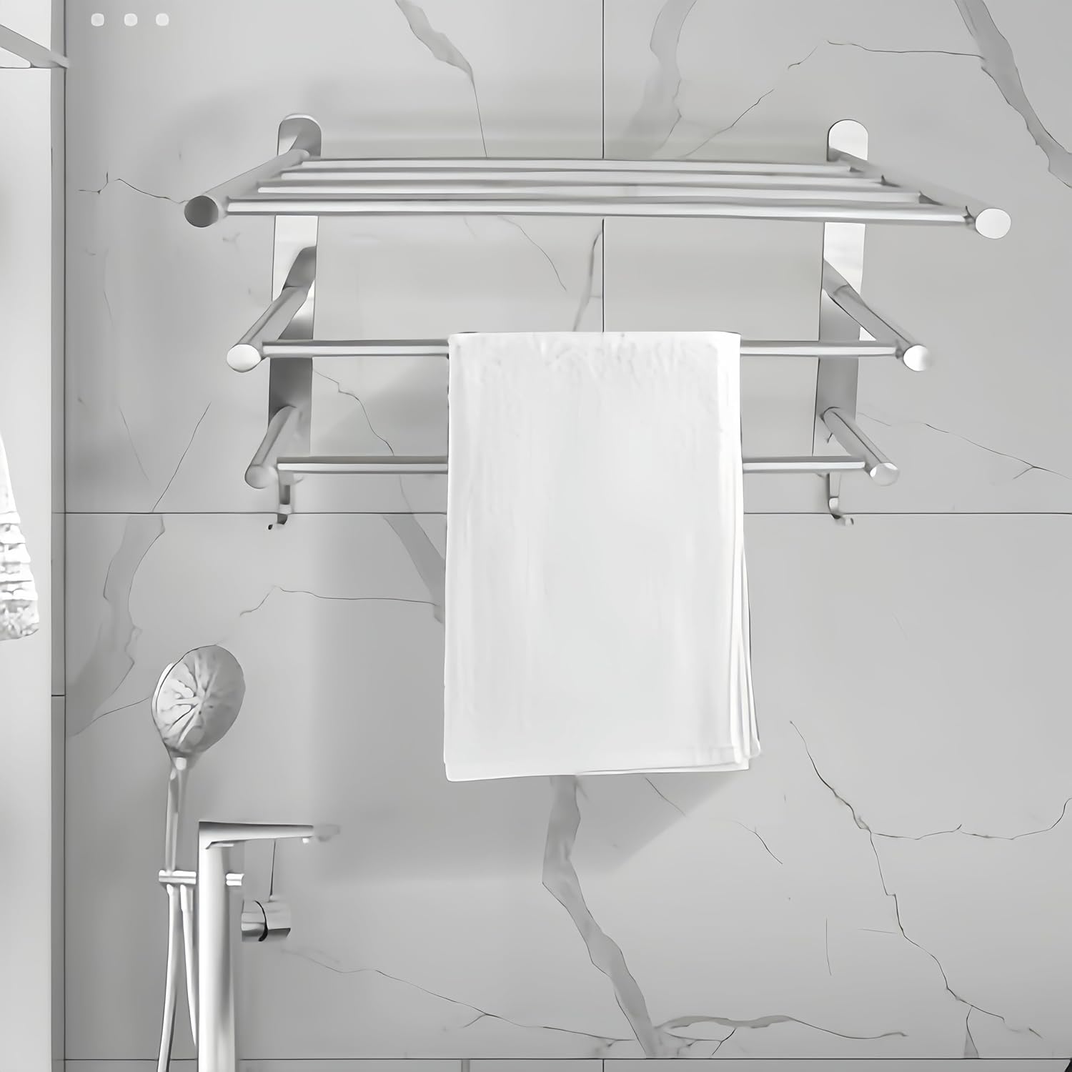 SEIDO 24 Inch 3-Tier Towel Rack, Rustproof 304 Stainless Steel Wall Mounted Shelf with Double Towel Bars & Hooks, Heavy Duty Space-Saver for Bathroom, Kitchen, RV - Brushed Nickel