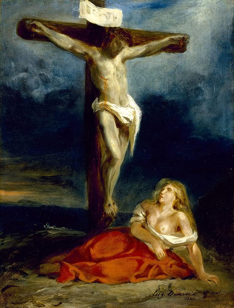 ArtDirect Saint Mary Magdalene at The Foot of The Cross (1829) 8x10 UnFramed Museum Art Print Poster Ready for Framing by Eugène Delacroix (French, 1798-1863)