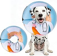 Vista 19 de BEAUTYZOO - Collar inflable suave para perros y gatos, alternativa a conos postoperatorios, con forma de donut, para evitar lamidos, color rosa