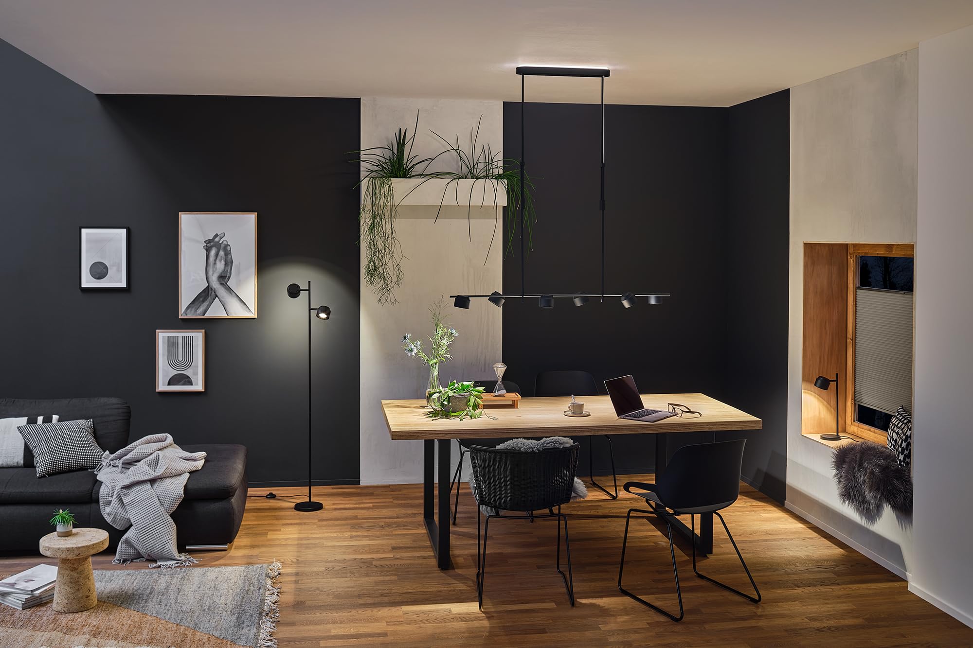 Paulmann 79777 LED Tischleuchte Puric Pane 3-Step-Dim incl. 1x5,5 Watt dimmbar Tischlampe Schwarz Metall, Kunststoff 2700 K