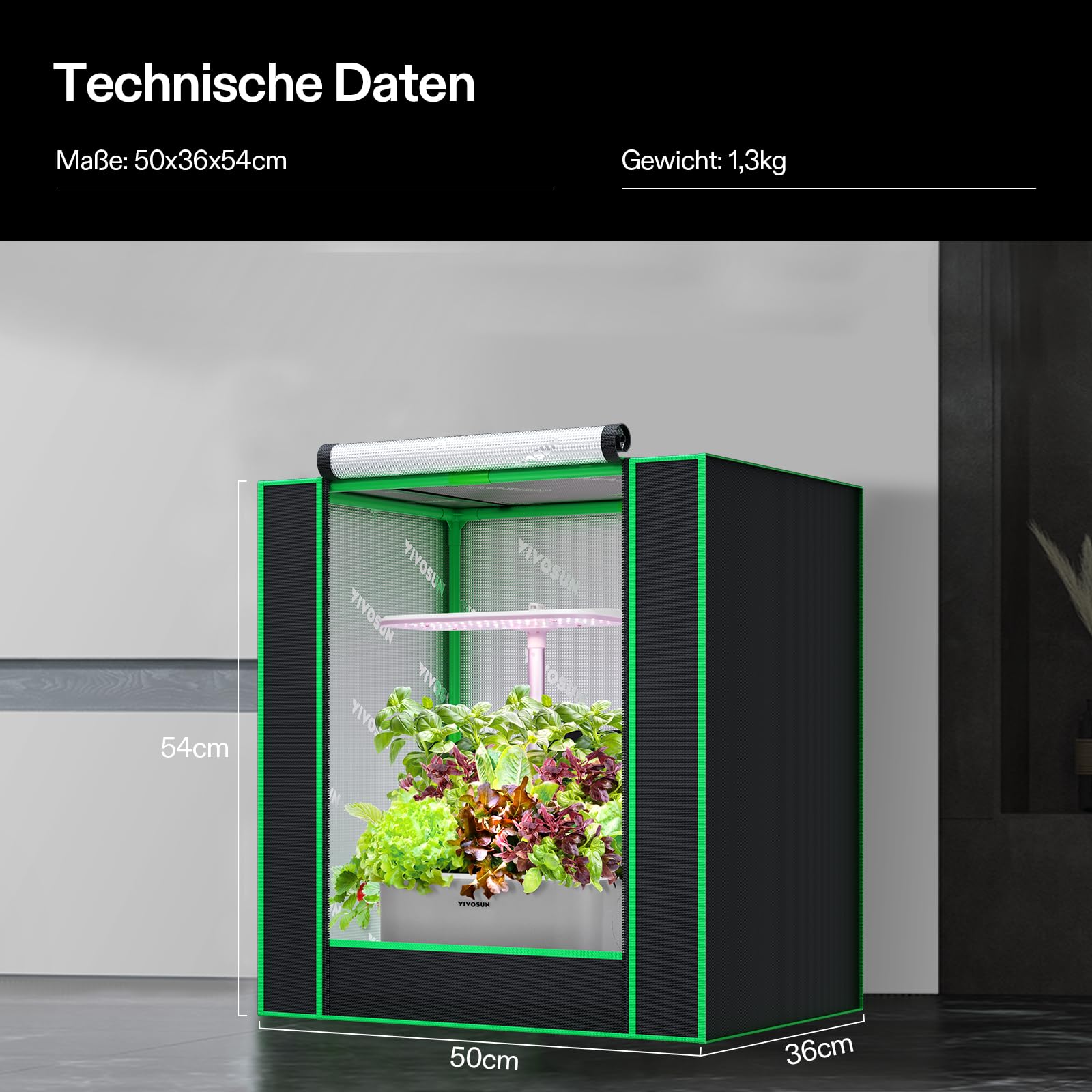 VIVOSUN Growzelt klein 50x36x54cm Grow Zelt mini mit hochreflektierendes Mylar, versiegeltem Bodendesign, Belüftungsfenster und Kabeldurchführungsloch für Aerogarden Hydroponik-Anbausystem