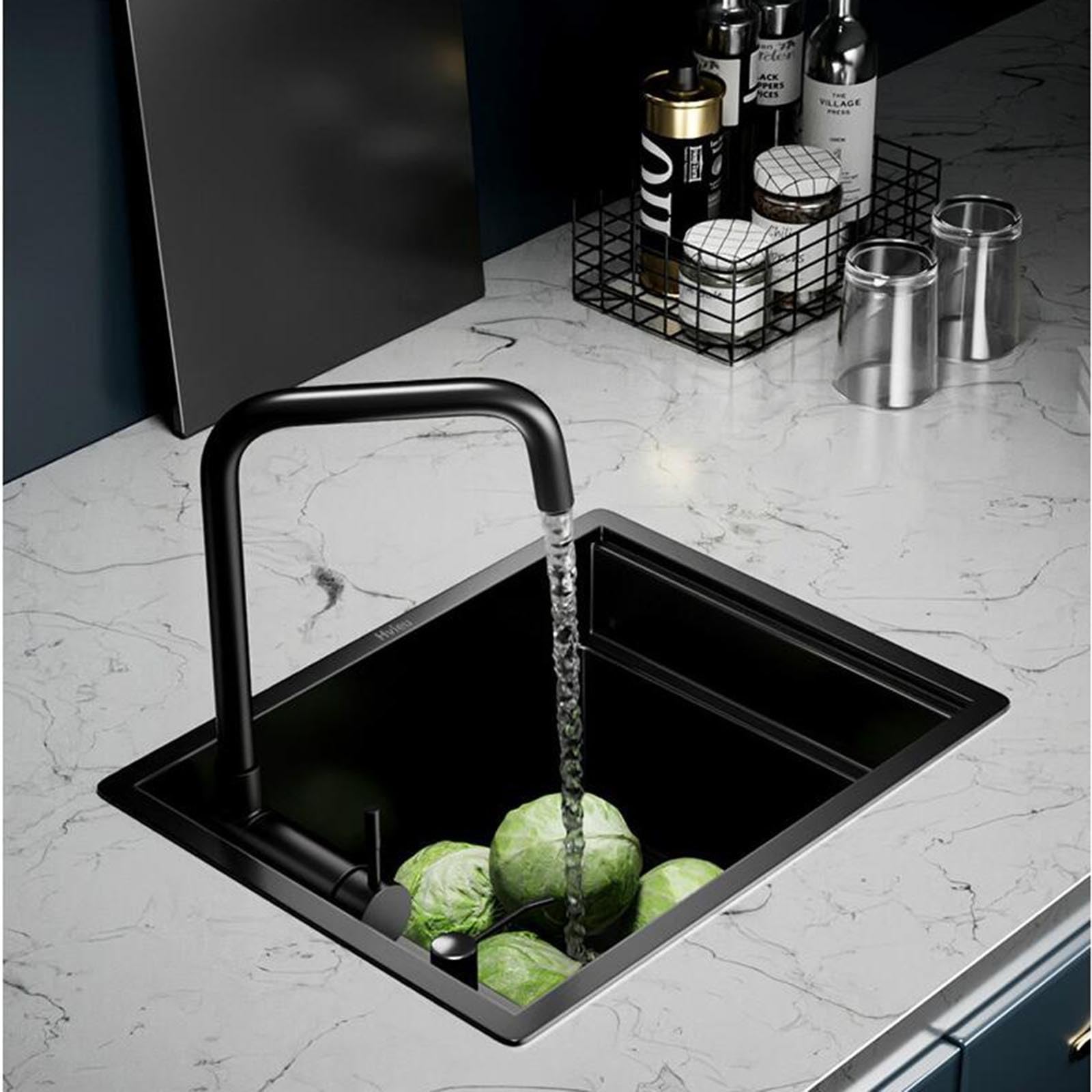 Mini lavello da cucina a vasca singola, sifone nascosto per camper, balcone, bar, caffetteria, lavello da appoggio in acciaio inox con coperchio per soluzioni salvaspazio