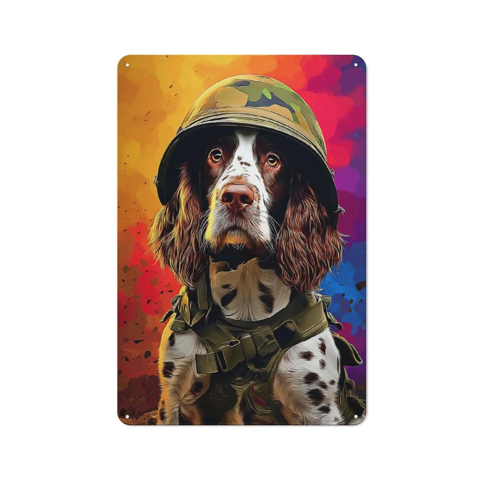 Junmoney Heroic Canine Soldier Portrait -1 Rustic Tin Wall Plaque 30X20cm Featuring For Pub Or Café, A Decorative Christmas Gift For Café Interior Fans