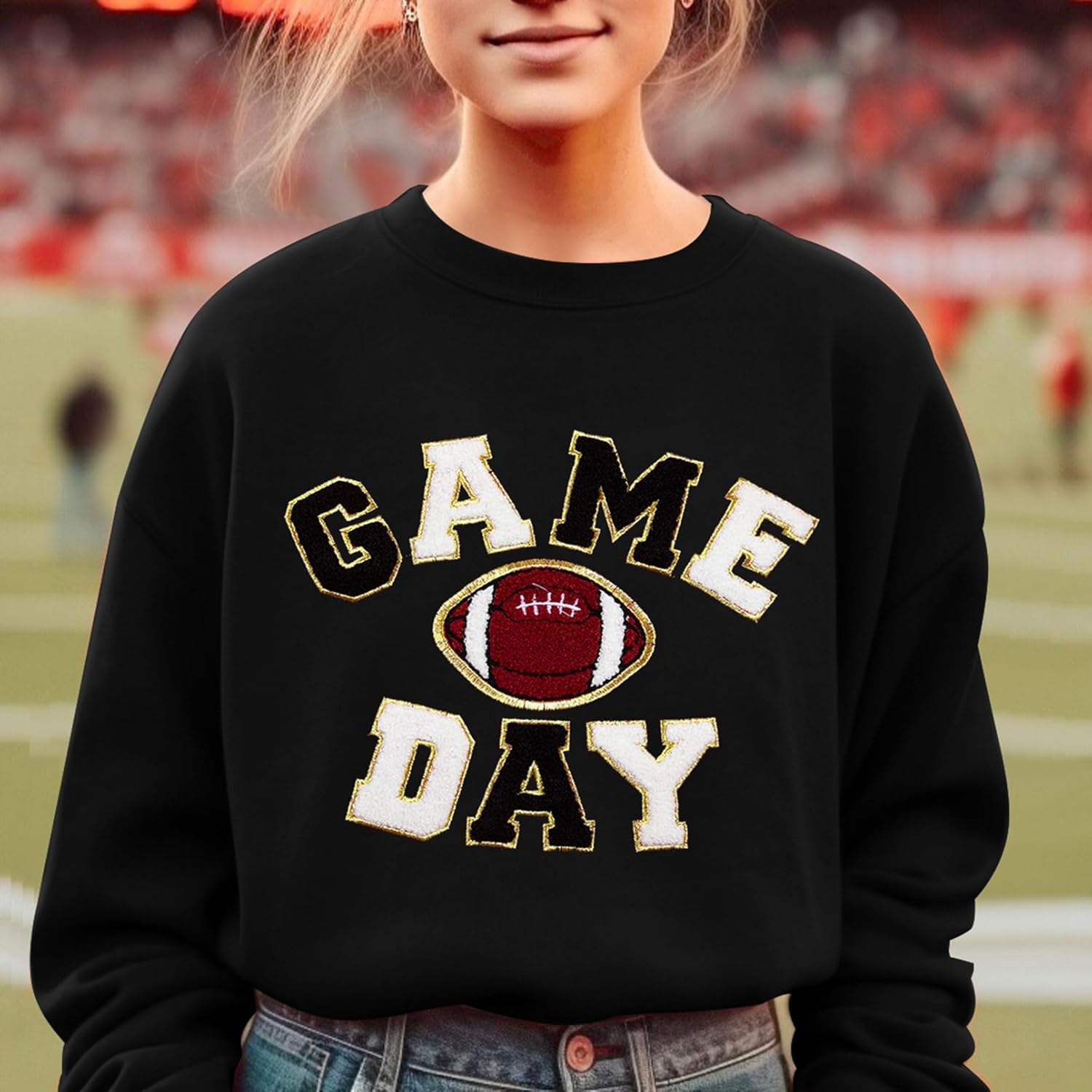 FLOYU Women Sunday Funday Sweatshirt Cute Football Graphic Pullover Game Day Weekend Tops Casual Football Season Shirt - Image 3