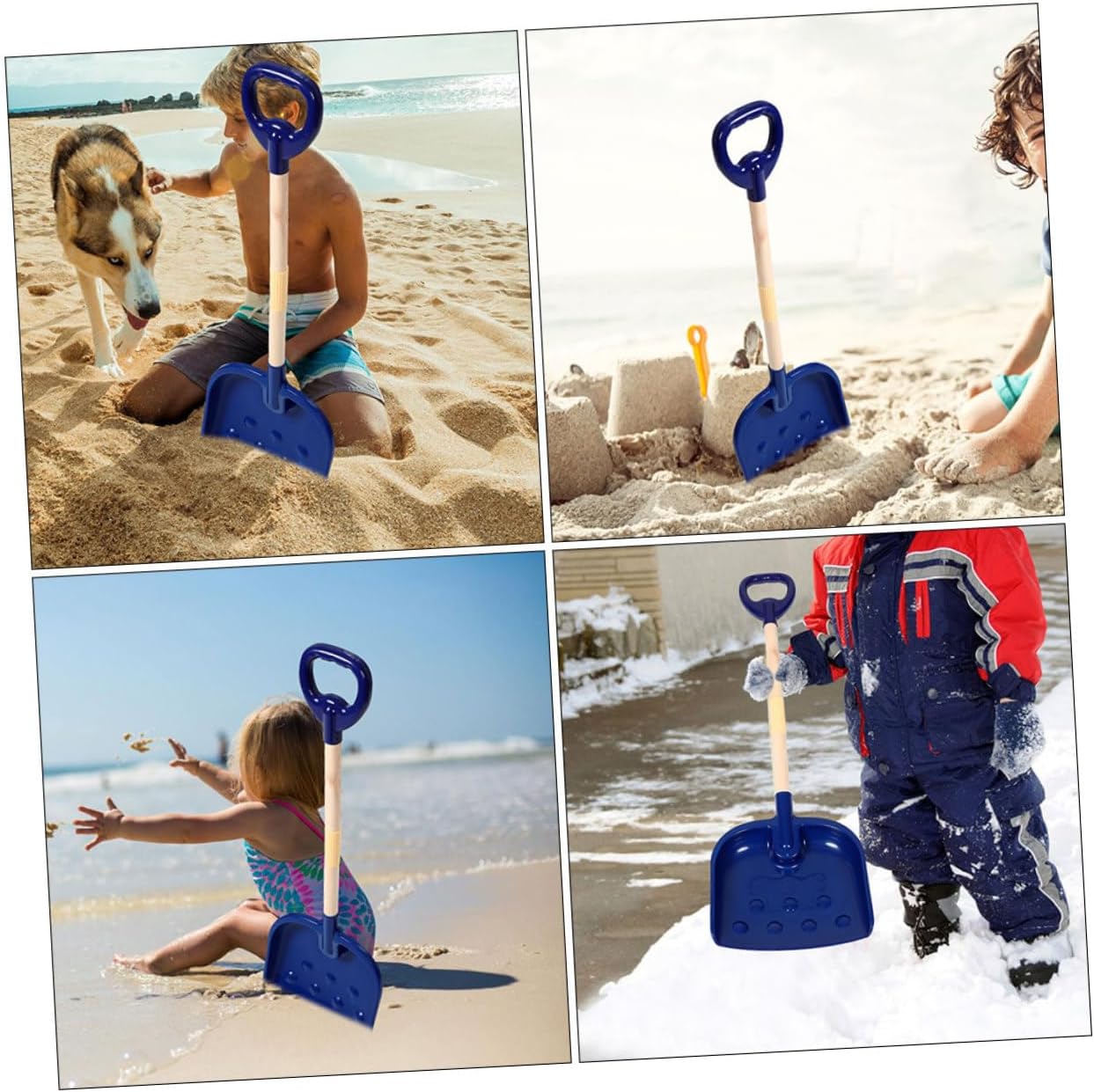 UPKOCH 2pcs Ergonomic Plastic Shovels for Boy Girl Portable Sand and Snow Shovel with Wood Handle for Beach and Snow Play Durable and Lightweight Design for Outdoor Adventures