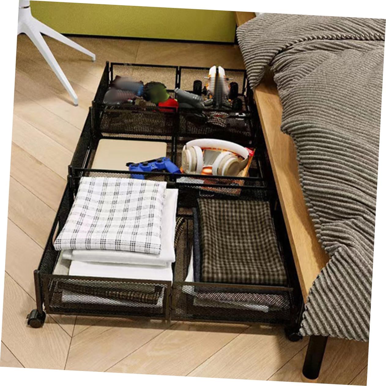 DOITOOL Bed Storage Containers Wheels under Bed Storage Rack Large Drawers Space Saver Easy Roll Sturdy Steel