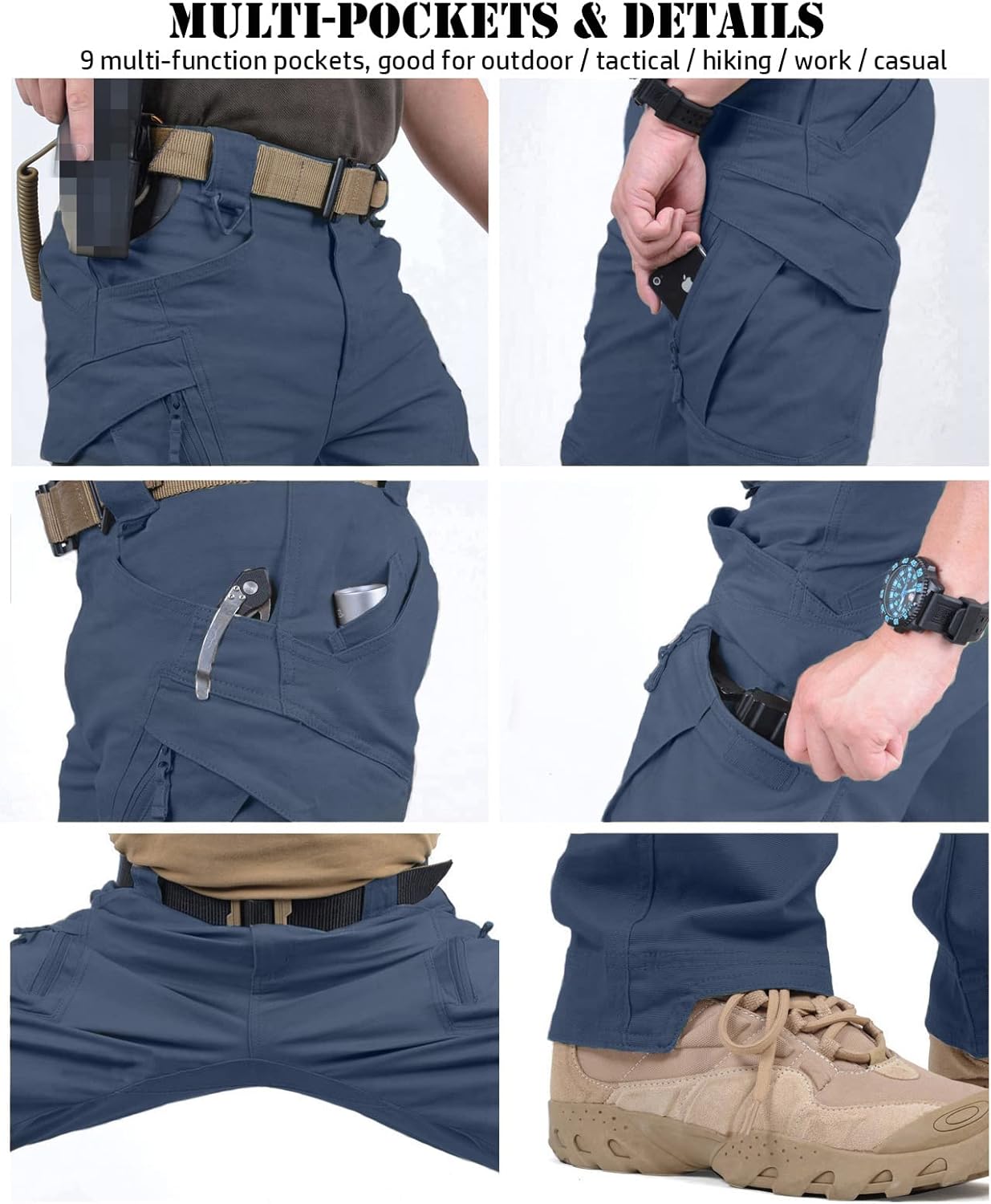 NAVEKULL Men's Military Cargo Tactical Pants Ripstop Lightweight Cotton Stretch Combat Outdoor Hiking Pants - Image 5