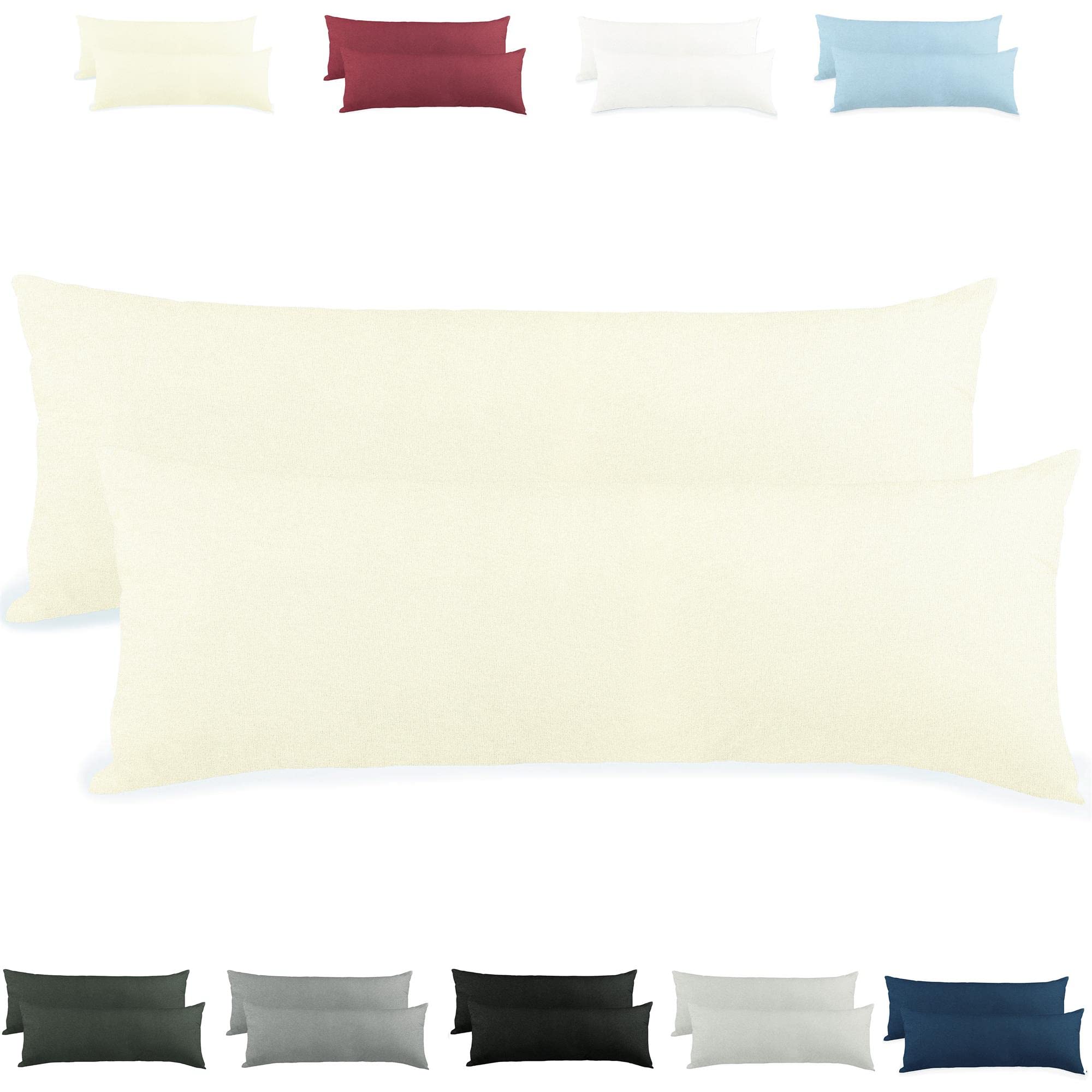 CelinaTex Active Seitenschläferkissen Bezug Doppelpack Set 40x200 Natur beige Baumwolle Jersey Stillkissen Kissenhülle 5001566