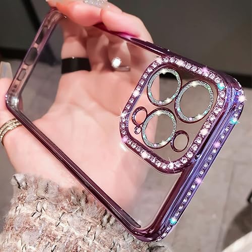 Miniatura 10 de AmazFCCY Funda para iPhone 13 Pro Max de 6.7 pulgadas, bonita funda de lujo con diamantes de imitación de diamantes de imitación suaves y