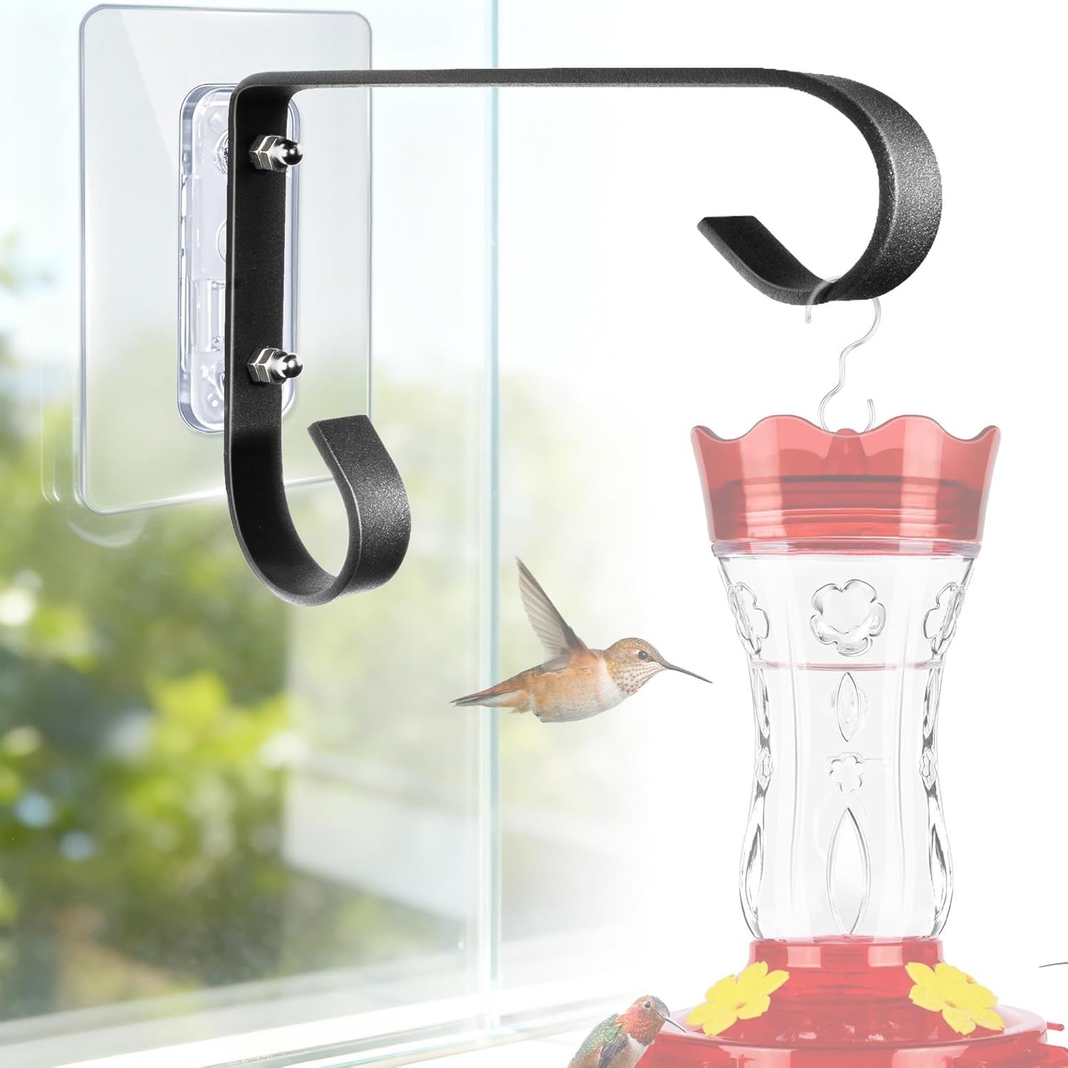 Bird Feeder Hanger Window Mount: Metal Hanging Bird Feeder 6Inch - Geometric Window Hummingbird Feeder - for Outside Decorative - 4pcs