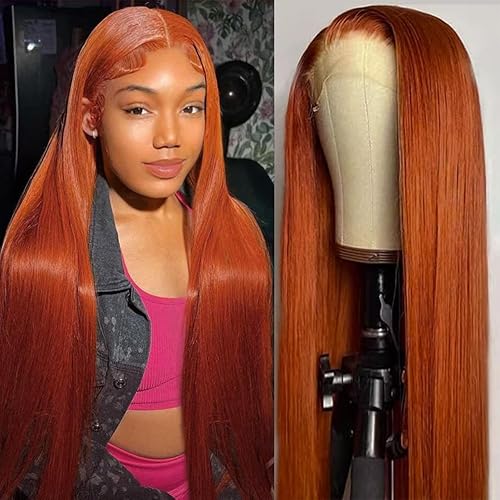 ZWJSH Pelucas de cabello humano virgen brasileño virgen brasileño de 24 pulgadas con encaje frontal transparente de 13 x 4 pulgadas para mujer,