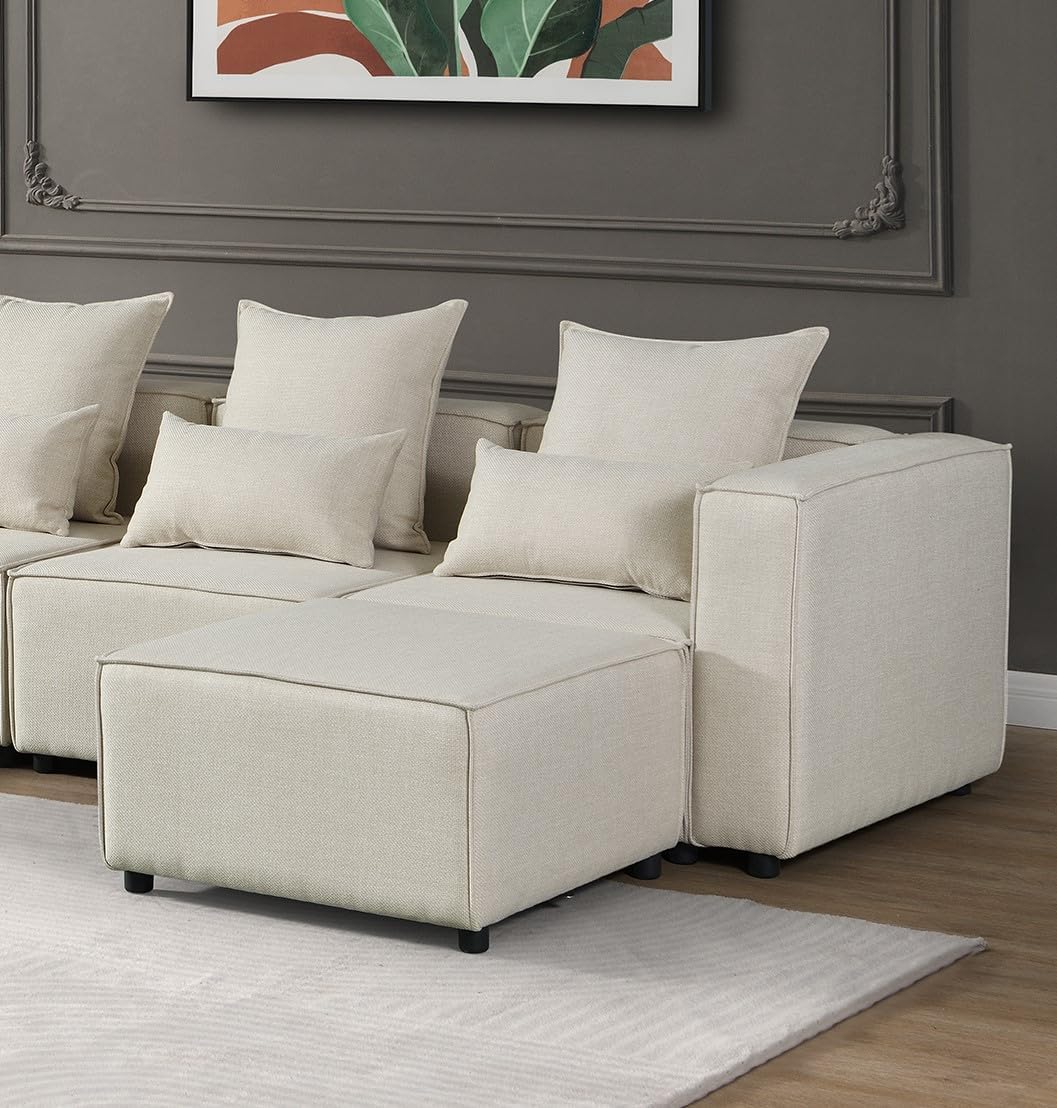 Modular Sectional Couches Convertible Sofa with Ottoman U Shaped Modern Sofa Sectionals for Living Room,Bedroom and Office(Beige)