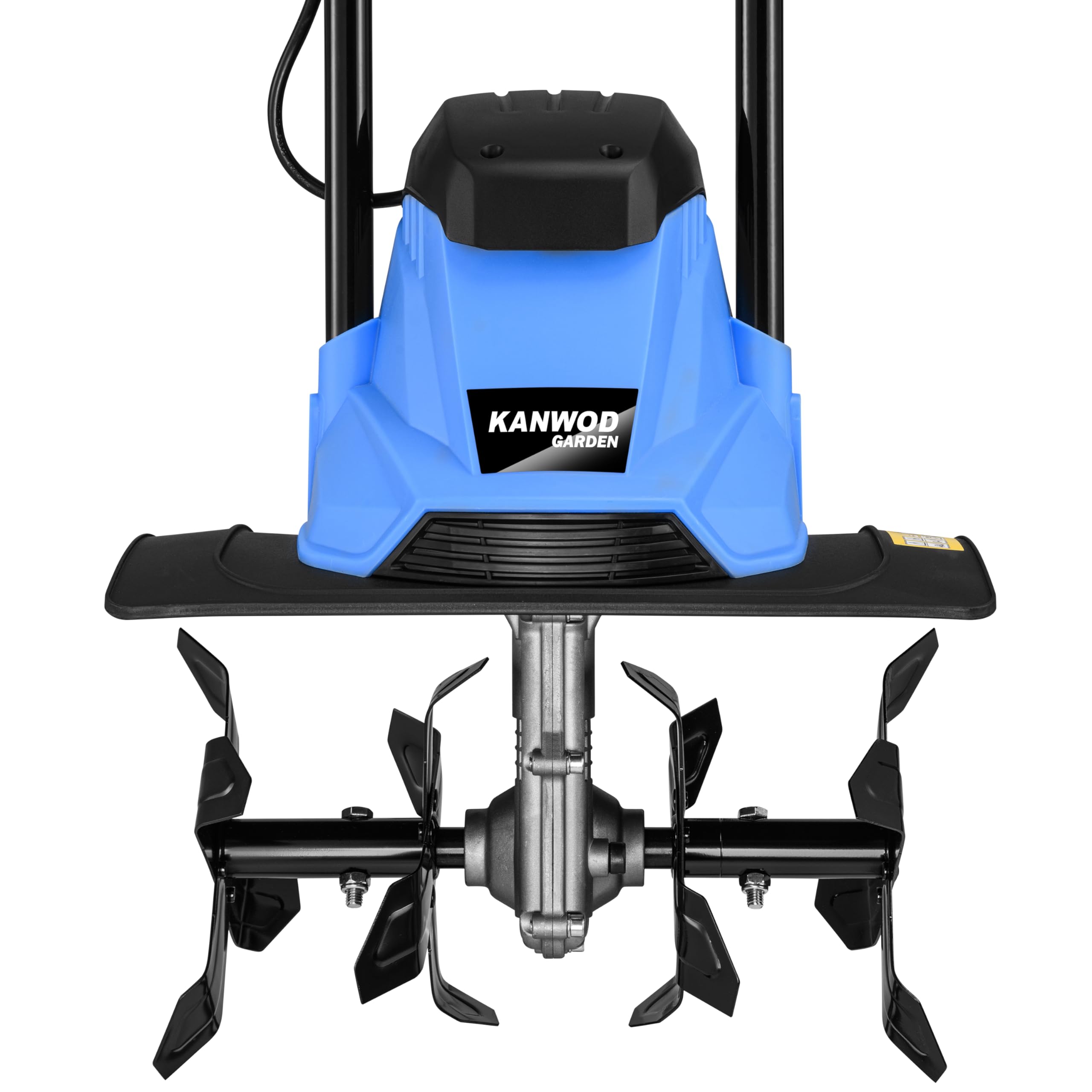 KANWOD Motobineuse Électrique, 1500 W, Largeur 36 cm & Profondeur 22 cm de Travail, Poignée Pliable, Lames Robustes à 4 Bras, pour Retourner et Aérer la Terre, Noir/Bleu
