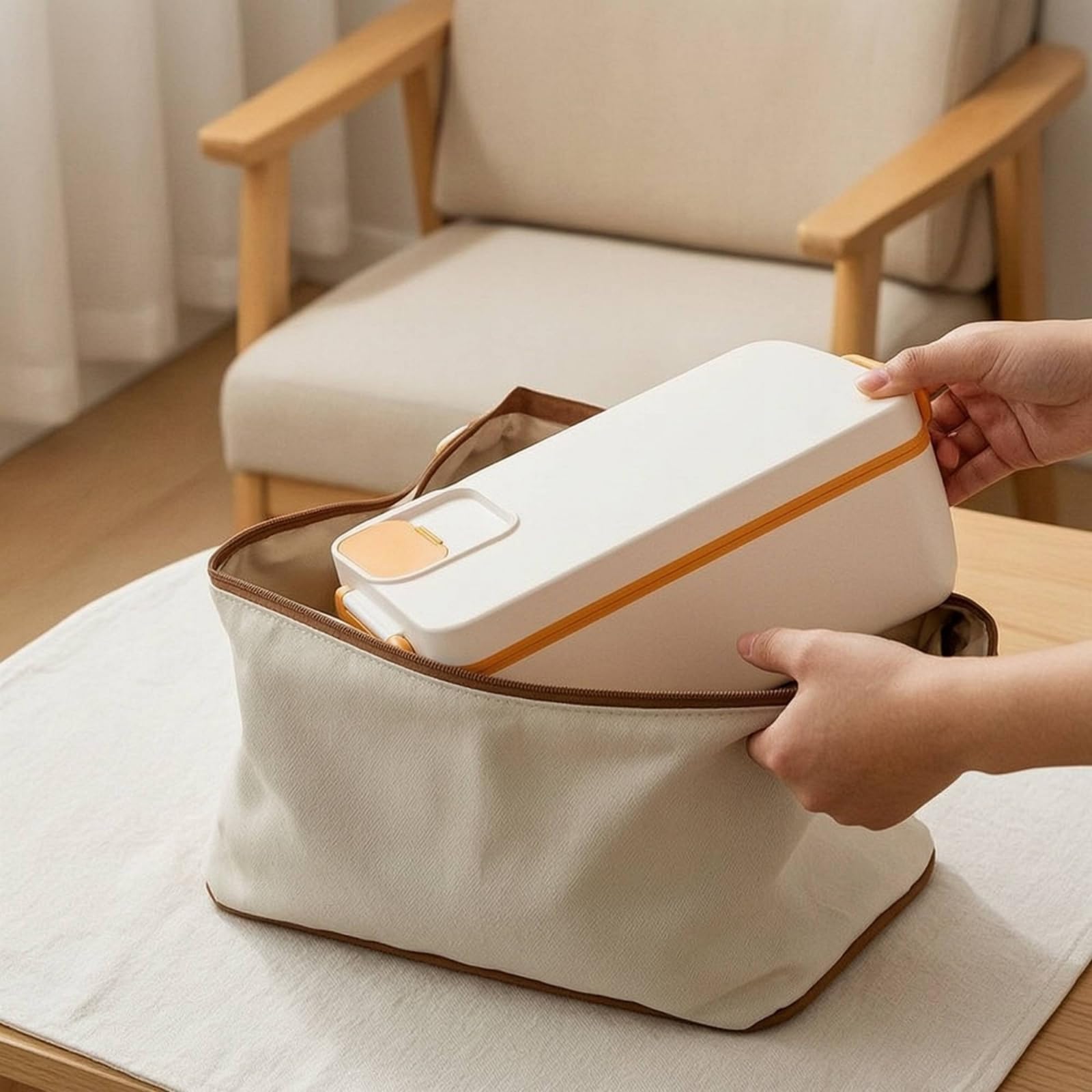 Baoblaze Scaldavivande Elettrico Portatile Contenitore Pranzo Scatola Pasto Riscaldabile con Interno in Acciaio 304 E Trasporto Compatto Adatto per Studenti Autisti Pausa Ufficio, Beige, Esagonale