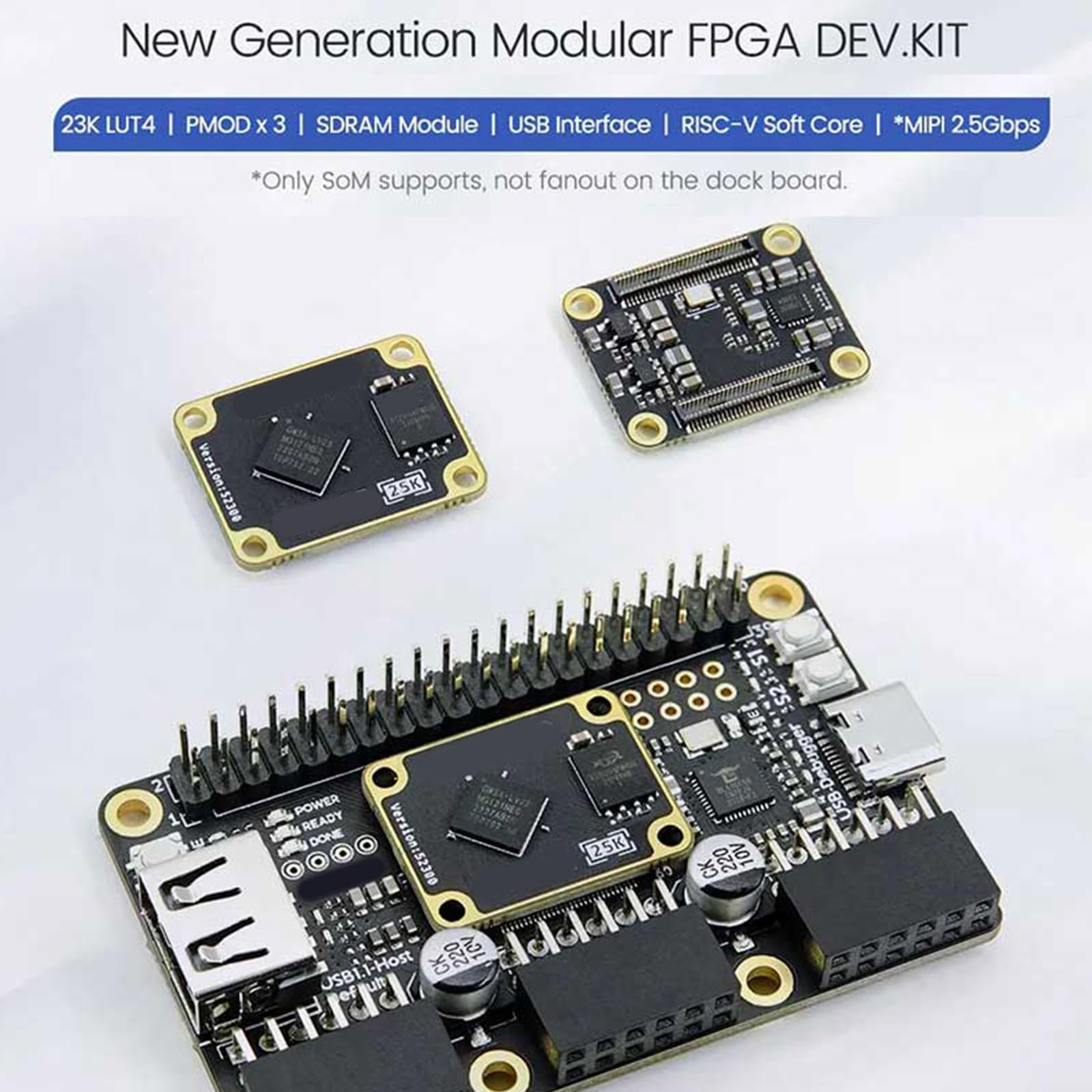Carte de développement 25K RISCV FPGA PMOD SDRAM GW5A-LV25MG121 Développement 64 Mbit SPI clignotant Maison unique