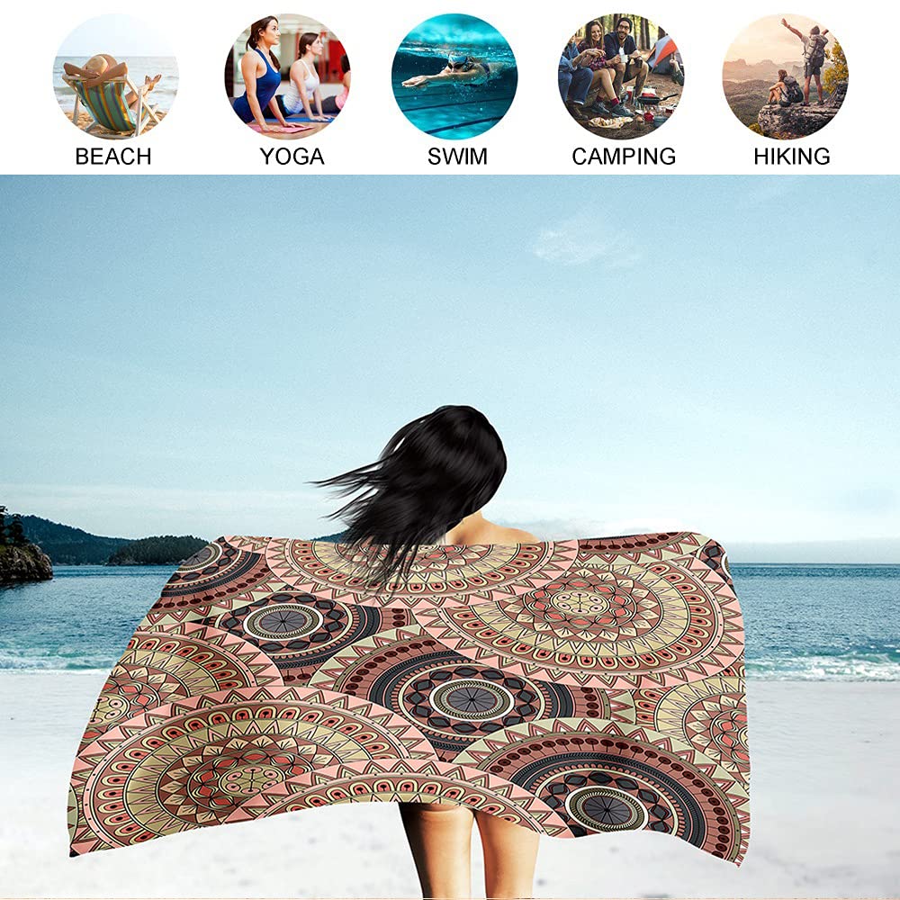 FANSU Telo Spiaggia Grande in Microfibra, Rettangolo Antisabbia Asciugatura Rapid Leggero Asciugamano da Spiaggia Leisure Telo per Yoga, Piscina, Picnic e Vacanze (80x180cm,Coastline