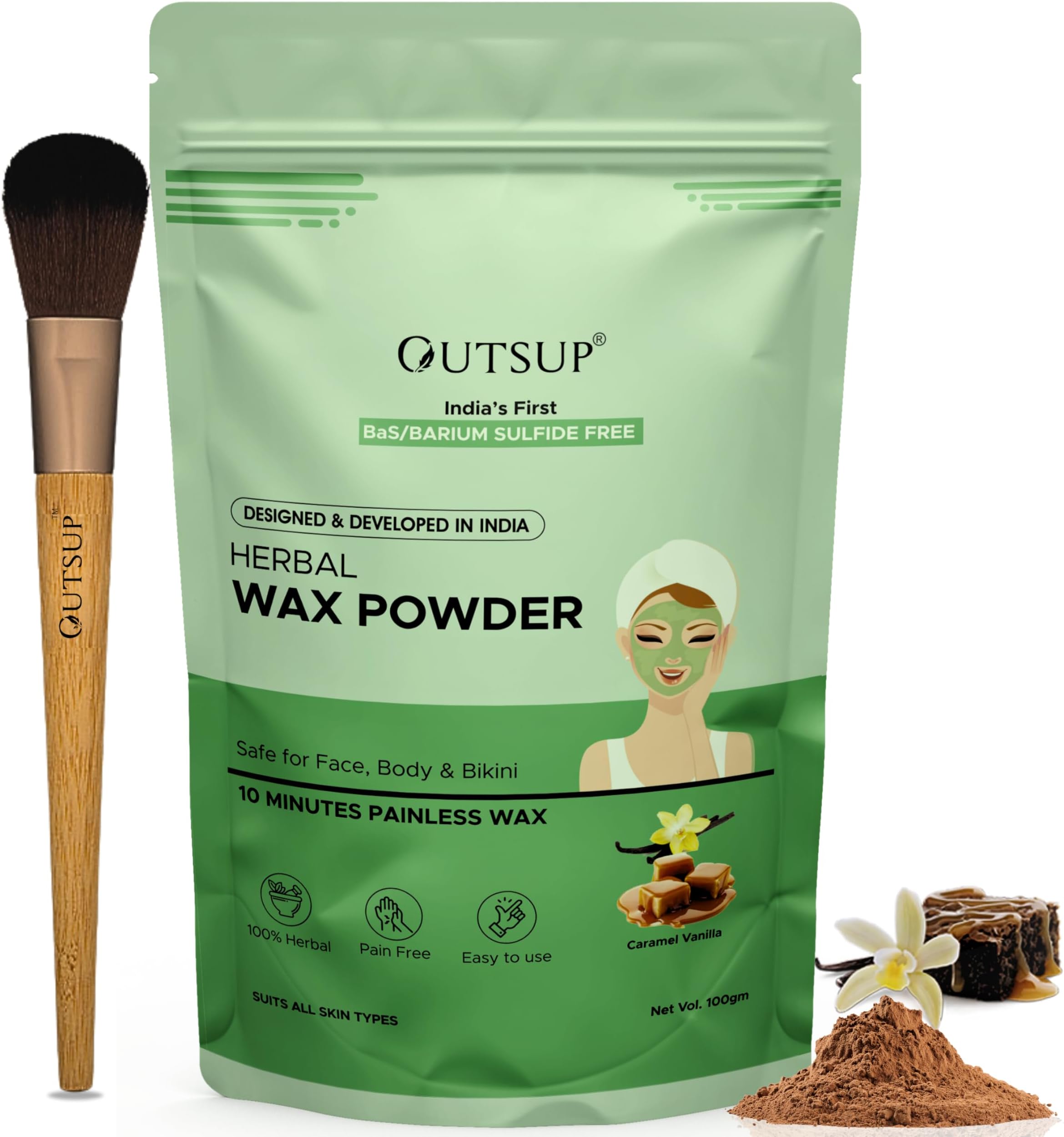 Herbal Wax Powder Cream for Hair Removal for Women & Men | India's First BaS Free | Painless & Quick Solution for Hair Removal | No Side Effects | Not for Sensitive Skin & Not for Face - 100gm