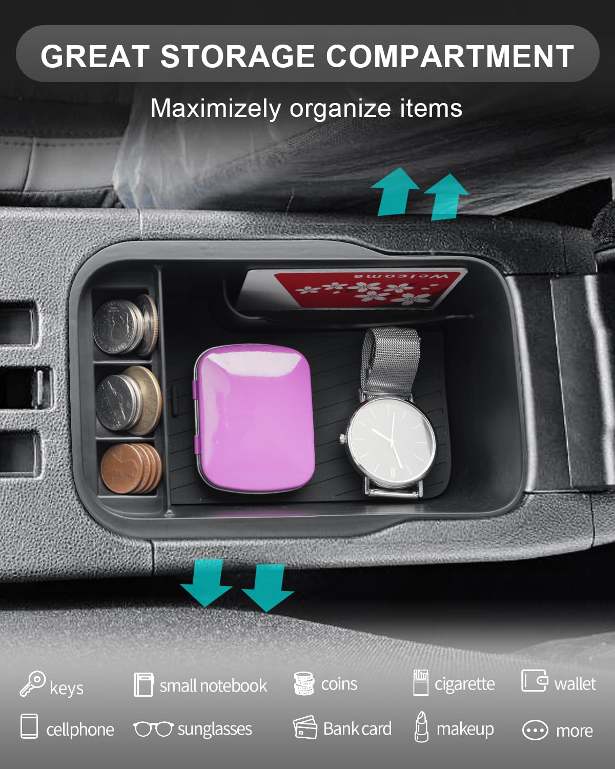 CDEFG Kompatibel mit Jeep Avenger 2023 2024 2025 EV Hybrid Mittelkonsole Handschuhfach Armlehne Multifunktionaler Aufbewahrungsbox Auto Center Console Organizer Tray Avenger 2025 Zubehör