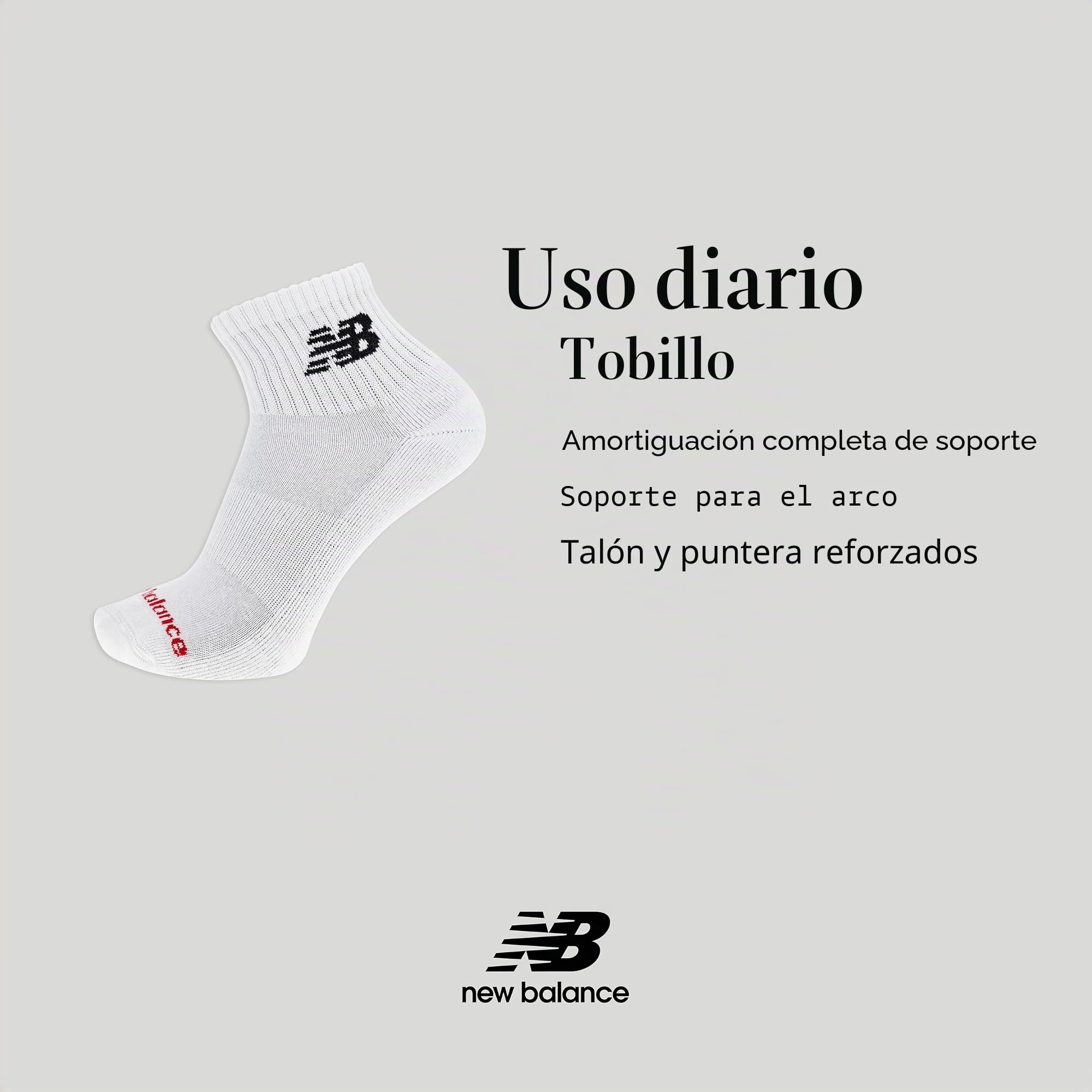 New Balance Everyday Crew & Ankle Socks - 6 Pairs - Cushioned Durable Reinforcement Calcetines tobilleros para uso diario Unisex adulto