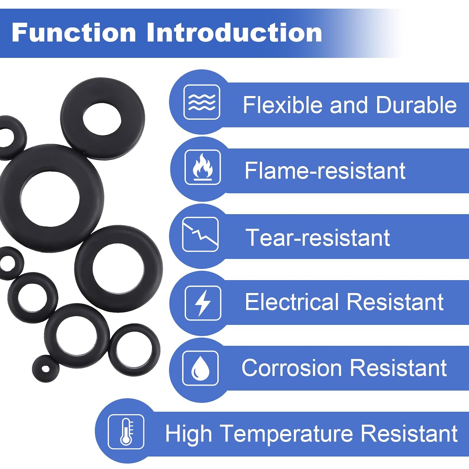 210Pcs Rubber Grommet Kit, 9 Sizes Firewall Hole Plug Grommets Assortment