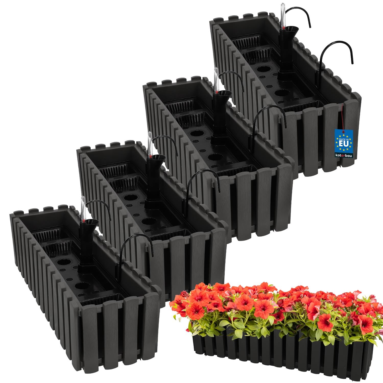 KOTARBAU® Blumenkasten Balkon 58x18x16cm, Balkonkasten mit Wasserspeicher
