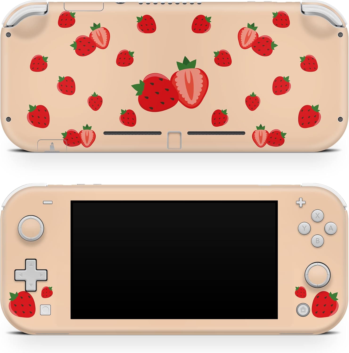 Tacky Design Strawberry Decal Skin Compatible with Nintendo Switch Lite Skin Wrap, Coffee Color Skin for Nintendo Switch Lite Cover, Premium Vinyl 3M Full Wrap Decal.