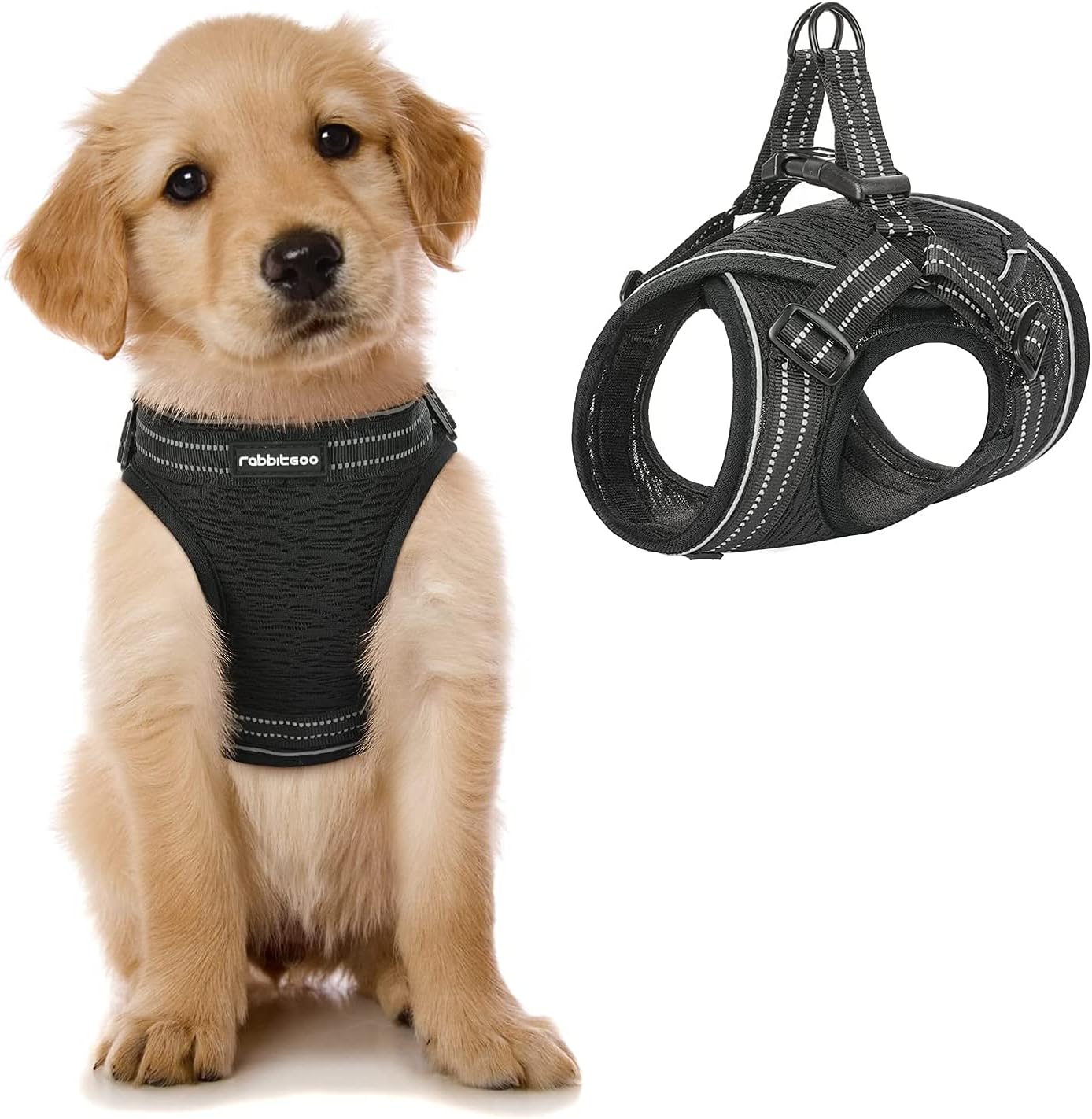 Amazon Com Rabbitgoo Small Dog Harness Mesh Dog Vest Harness With Double D Rings Reflective Breathable Soft Pet Harness With Adjustable Hook Loop And Fast Release Buckle For Small And Medium Dogs