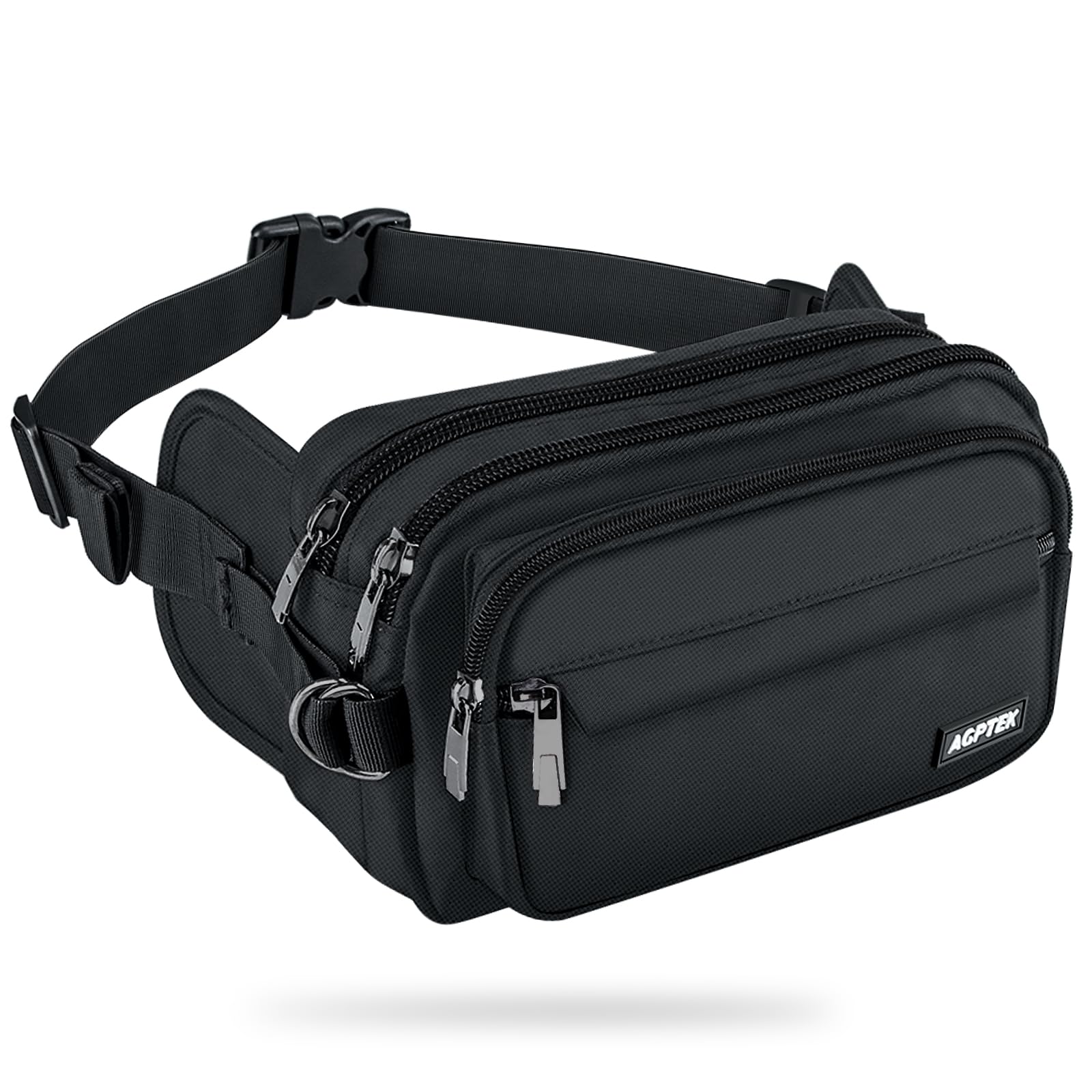 AGPTEK Marsupio Sportivo Uomo&Donna con 5 Tasche, Marsupio Lavoro con Cintura Regolabile per Corsa, Campeggio, Viaggio