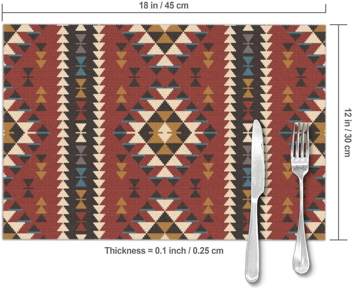 Placemats for Dining Table Set of 6,Native Southwest American Indian Aztec Navajo Print
