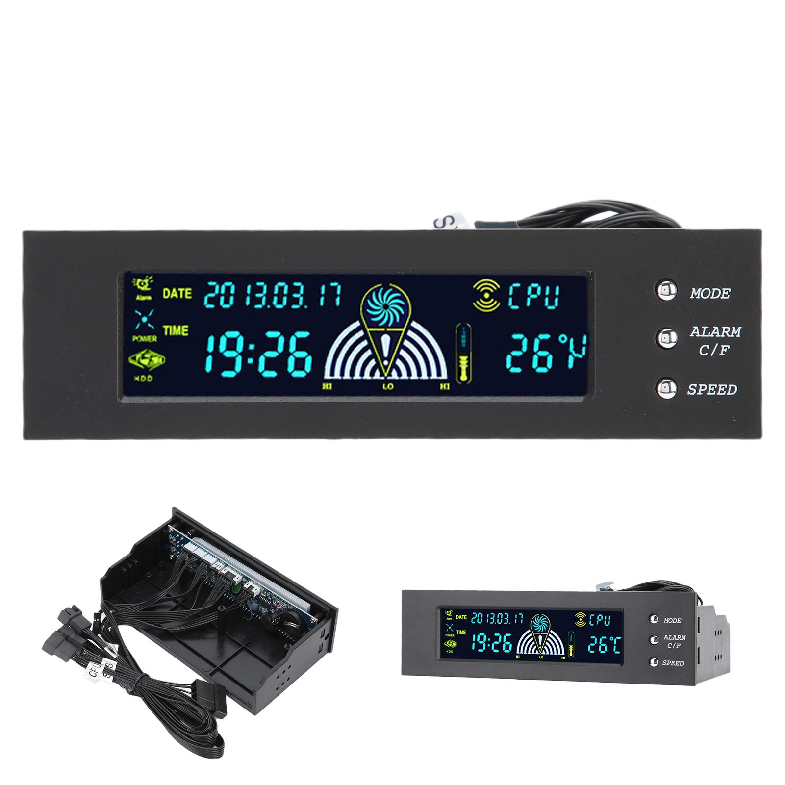 Controller di velocità della Ventola per Computer con Pannello LCD STW?5023 da 5,25 Pollici con Controllo della Temperatura CPU/HDD/SYS Migliora le Prestazioni del Tuo PC con