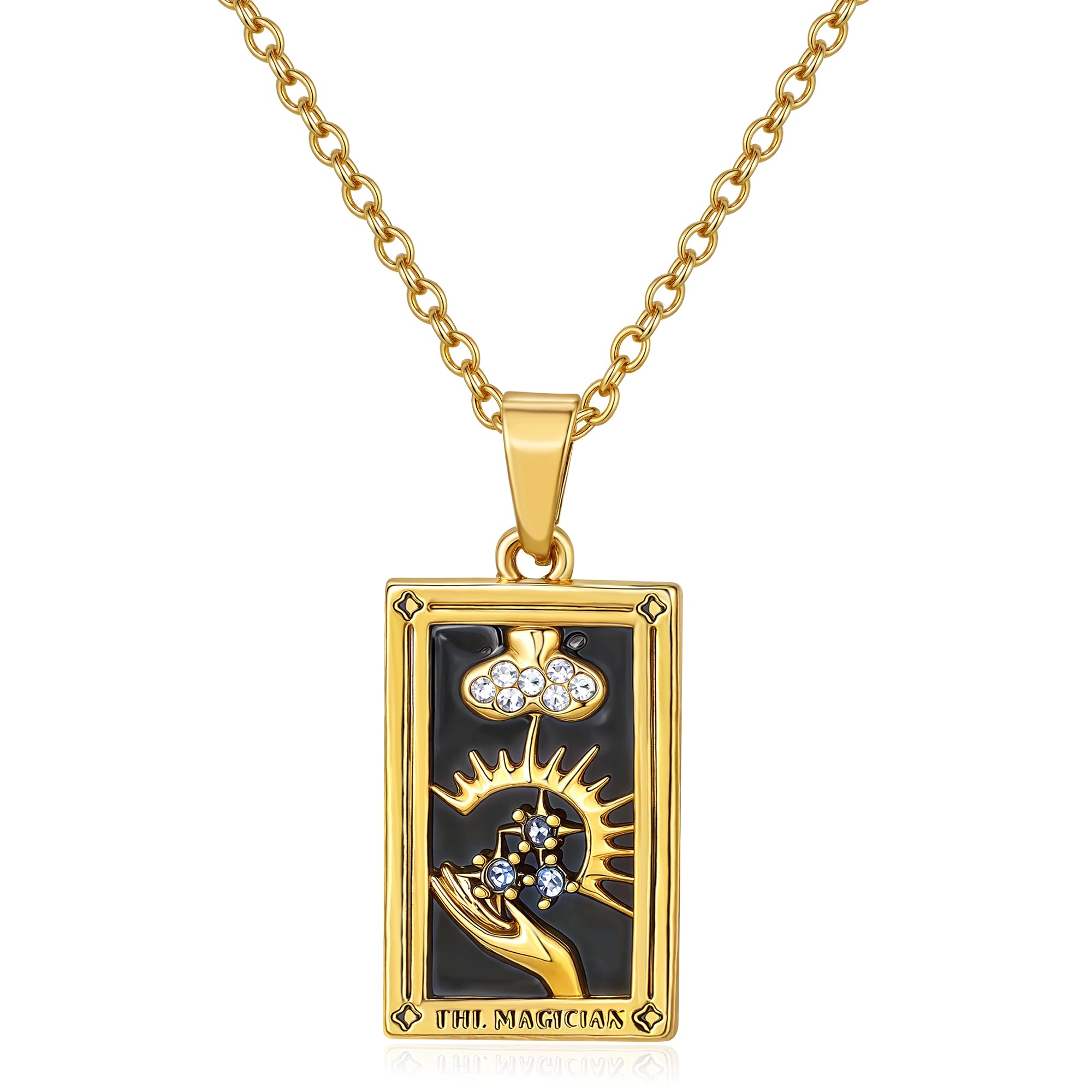 Amazon | immerFancy マジシャン タロットカードネックレス 女性用 18K